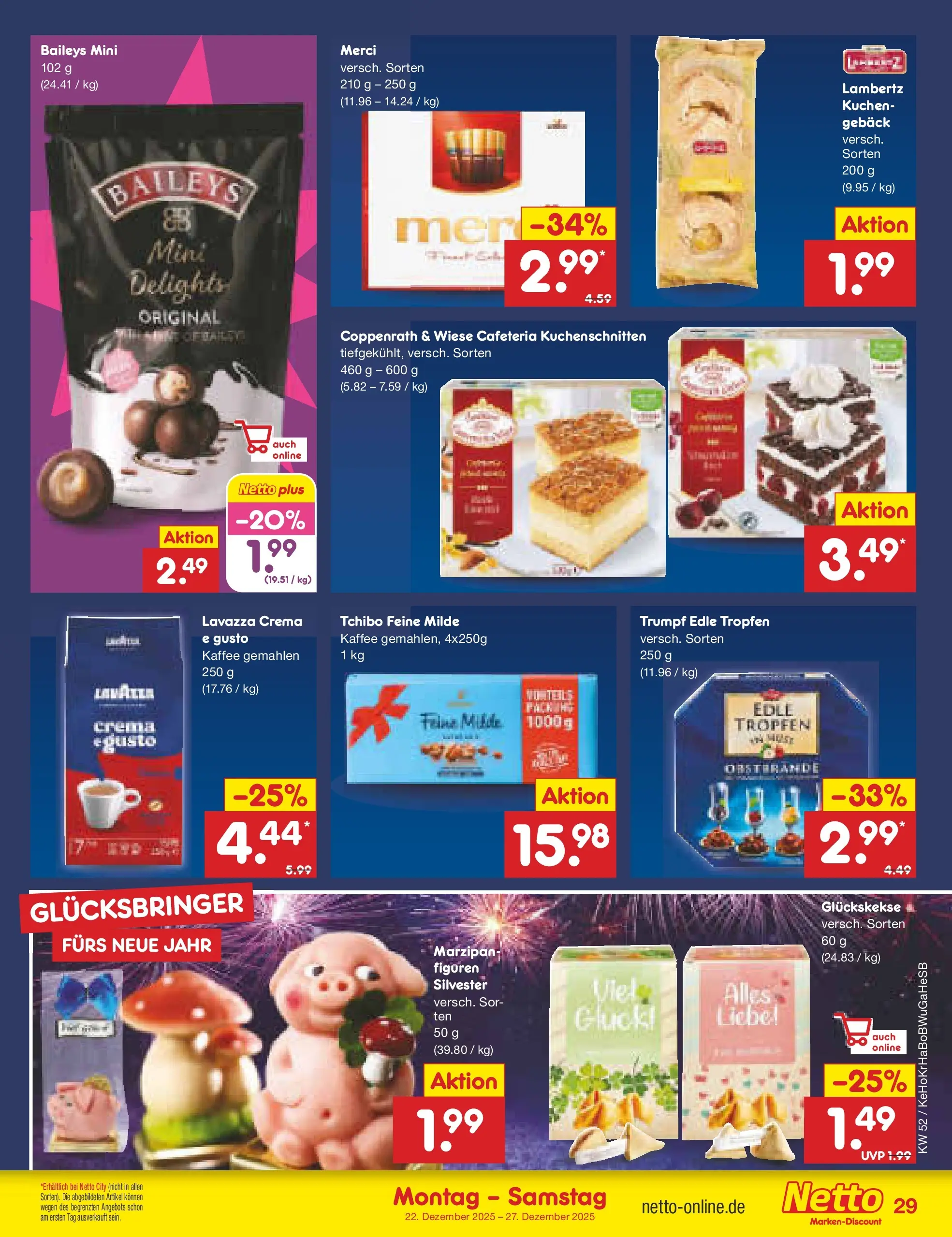 Netto Marken-Discount prospekt Stemwede-Dielingen	 (ab 21.12.2025) » Angebote | Seite: 29 | Produkte: Lavazza, Kaffee, Baileys, Kuchen