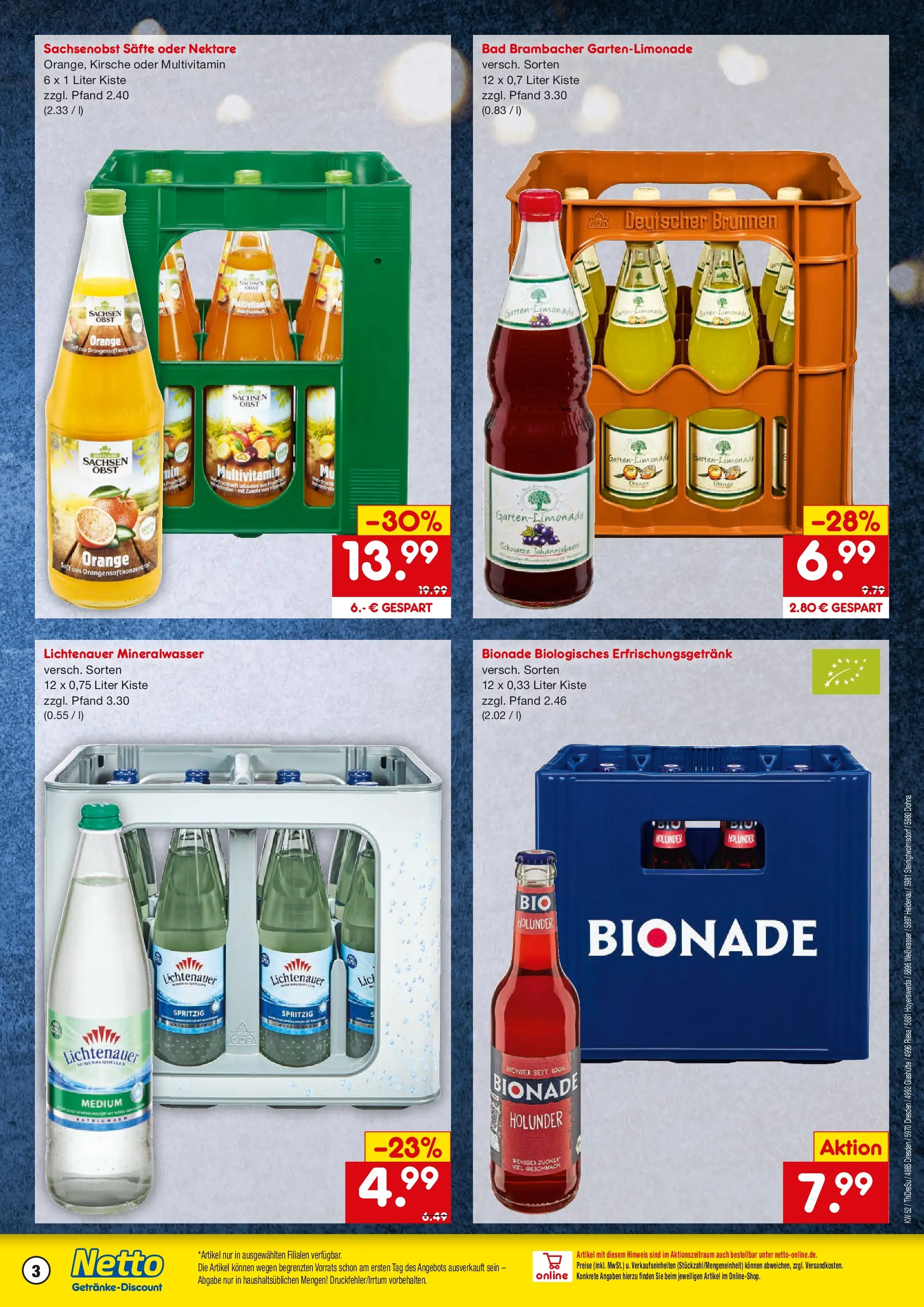 Netto Marken-Discount prospekt Dresden	 (ab 22.12.2025) » Angebote | Seite: 3 | Produkte: Bad, Bionade, Mineralwasser, Obst