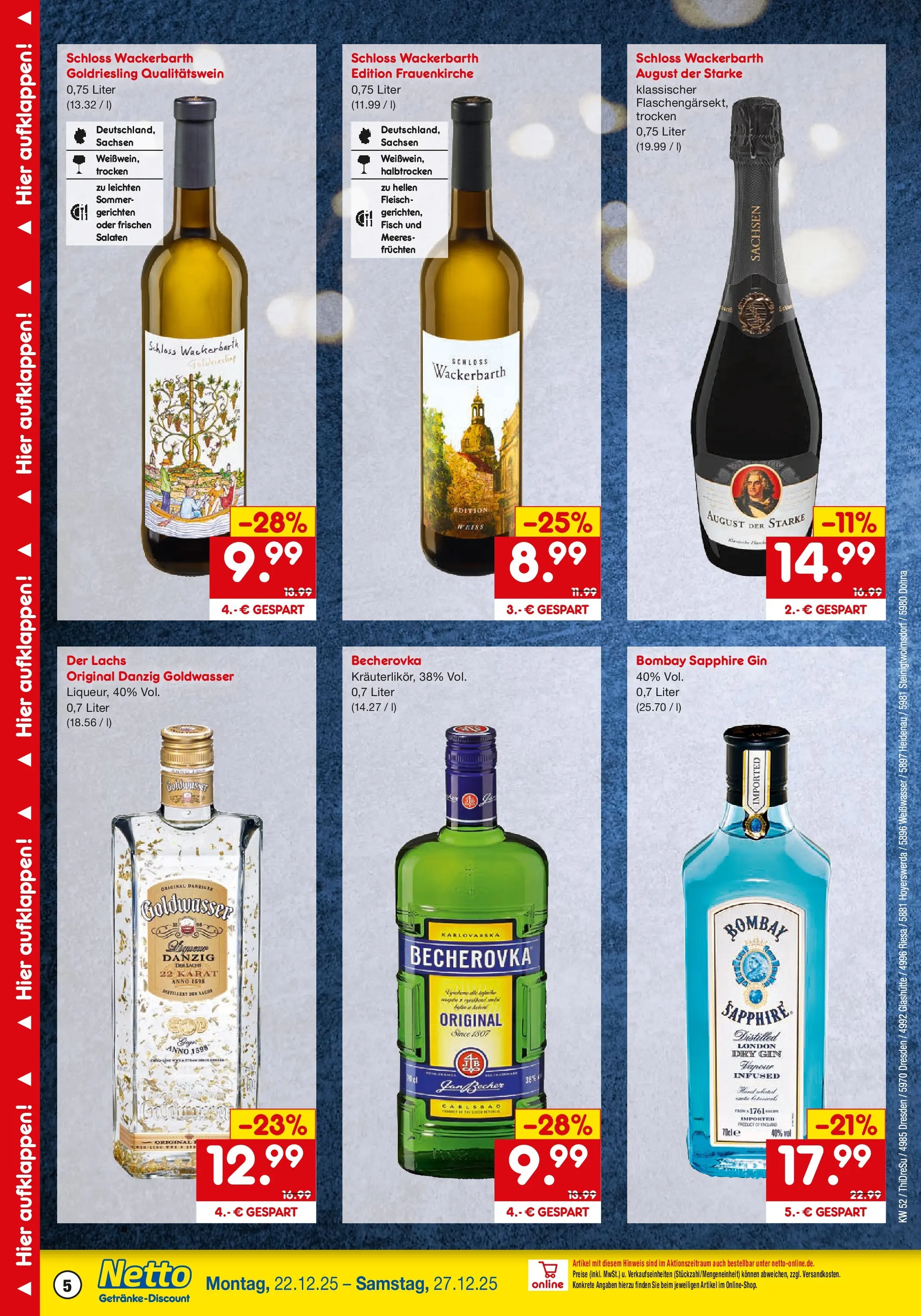 Netto Marken-Discount prospekt Dresden	 (ab 22.12.2025) » Angebote | Seite: 5 | Produkte: Fisch, Lachs, Gin, Fleisch