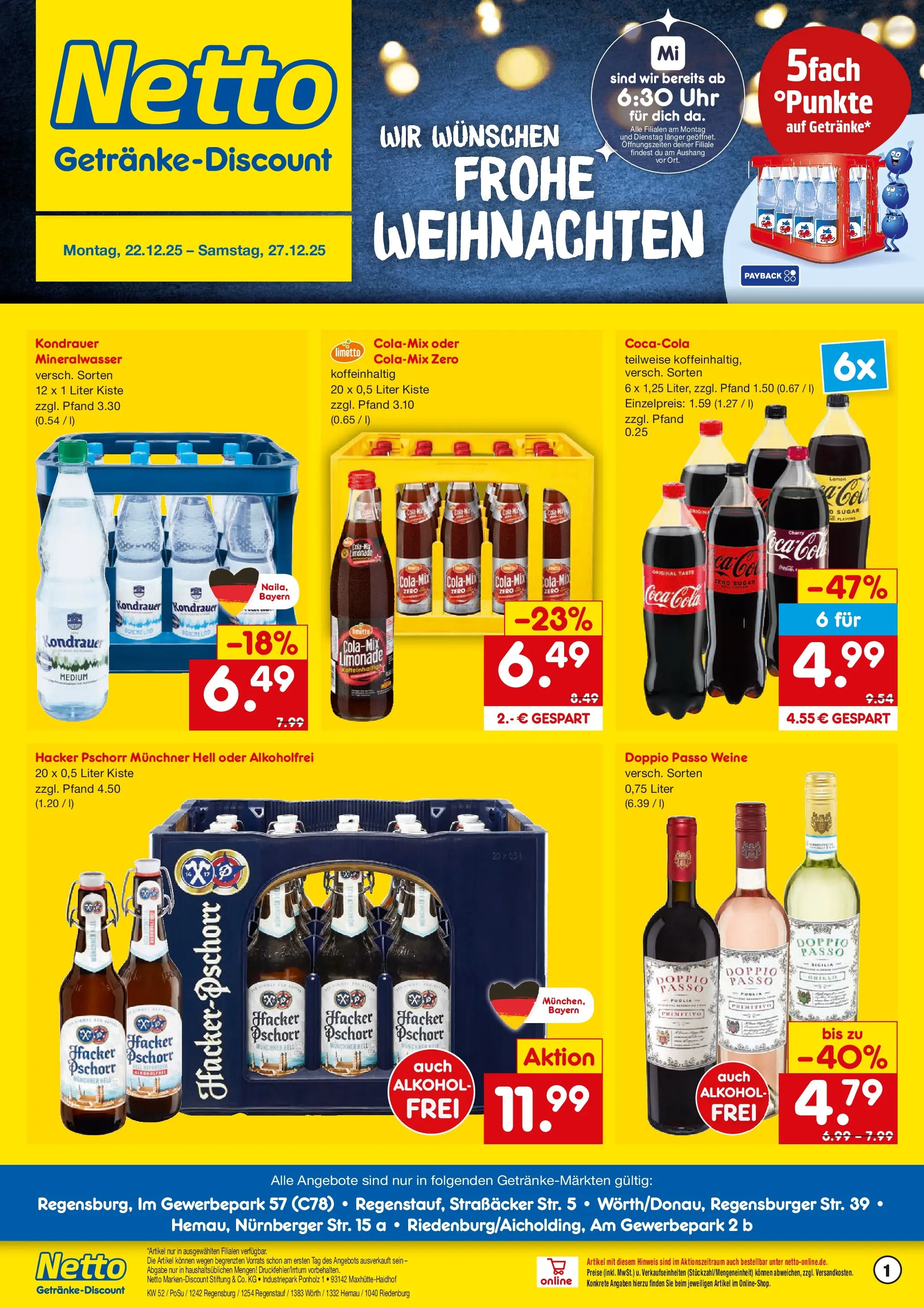 Netto Marken-Discount prospekt Hemau	 (ab 22.12.2025) » Angebote | Seite: 1 | Produkte: Coca cola, Cola, Limonade, Mineralwasser