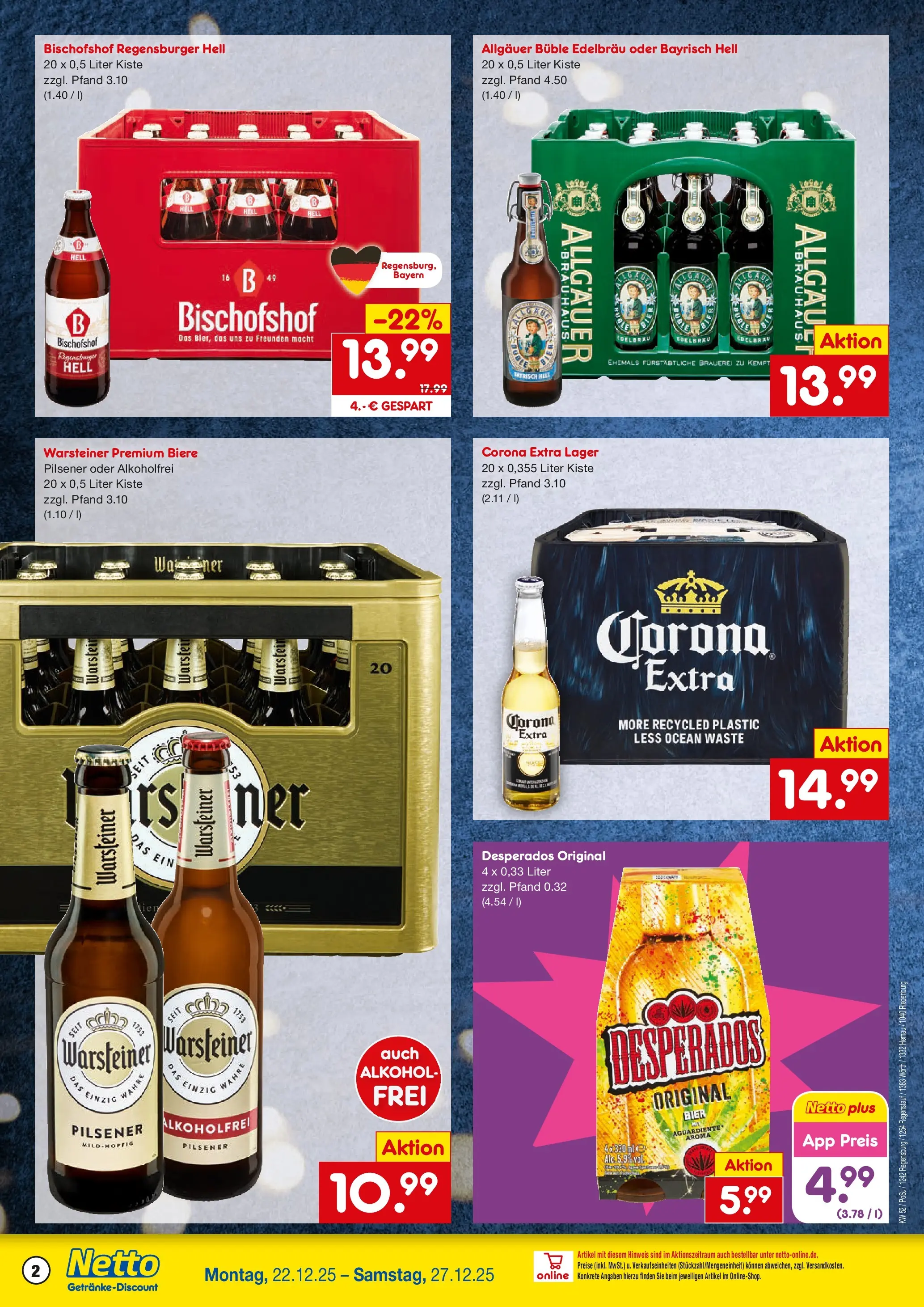Netto Marken-Discount prospekt Hemau	 (ab 22.12.2025) » Angebote | Seite: 2 | Produkte: Bier, Warsteiner, Desperados