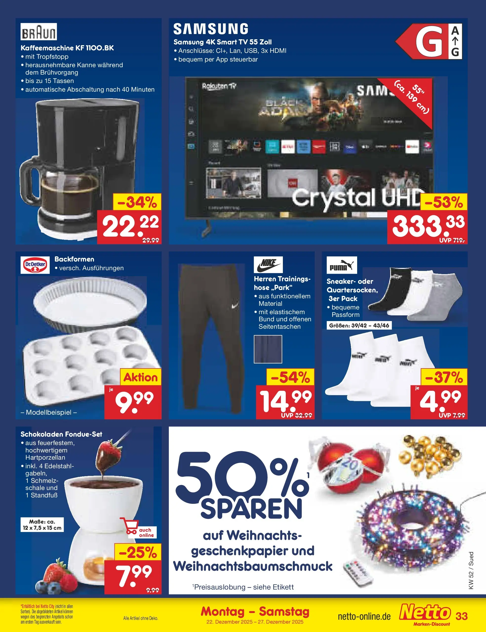 Netto Marken-Discount prospekt Selb	 (ab 22.12.2025) » Angebote | Seite: 35 | Produkte: Kaffeemaschine, Samsung, Smart TV, TV