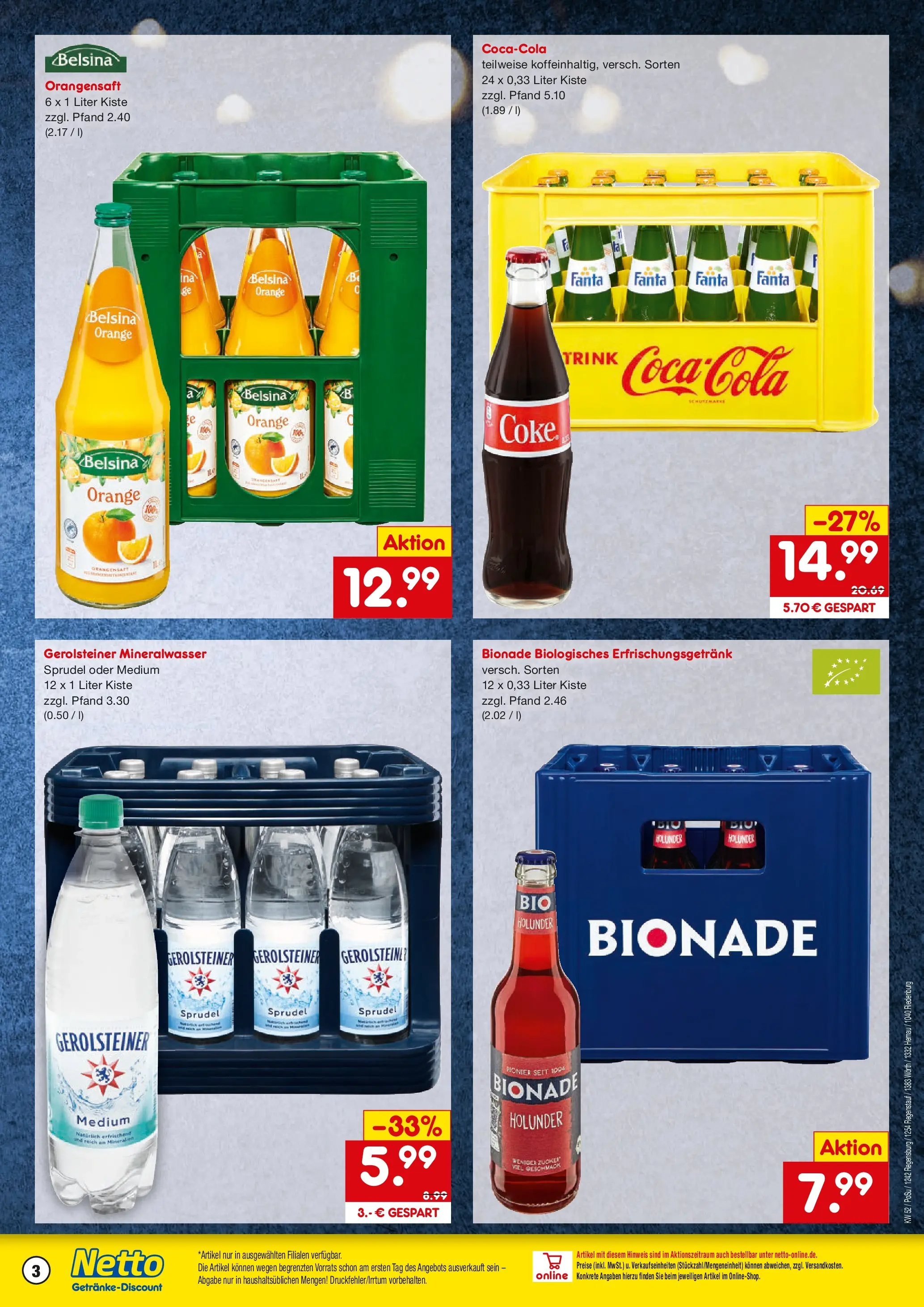 Netto Marken-Discount prospekt Hemau	 (ab 22.12.2025) » Angebote | Seite: 3 | Produkte: Bionade, Orangensaft, Mineralwasser, Gerolsteiner