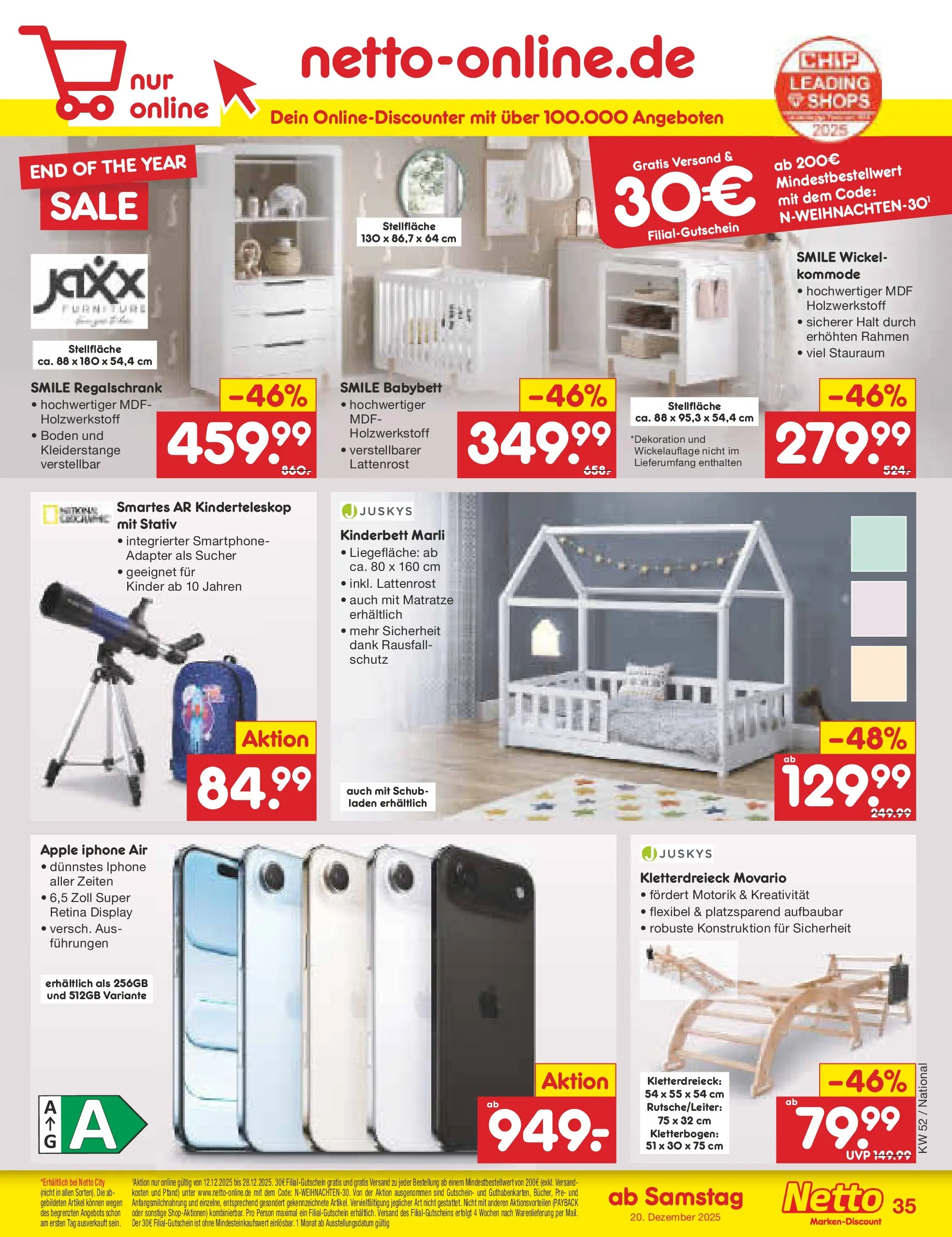 Netto Marken-Discount prospekt Bitterfeld-Wolfen	 (ab 22.12.2025) » Angebote | Seite: 39 | Produkte: Adapter, Kommode, Babybett, Smartphone