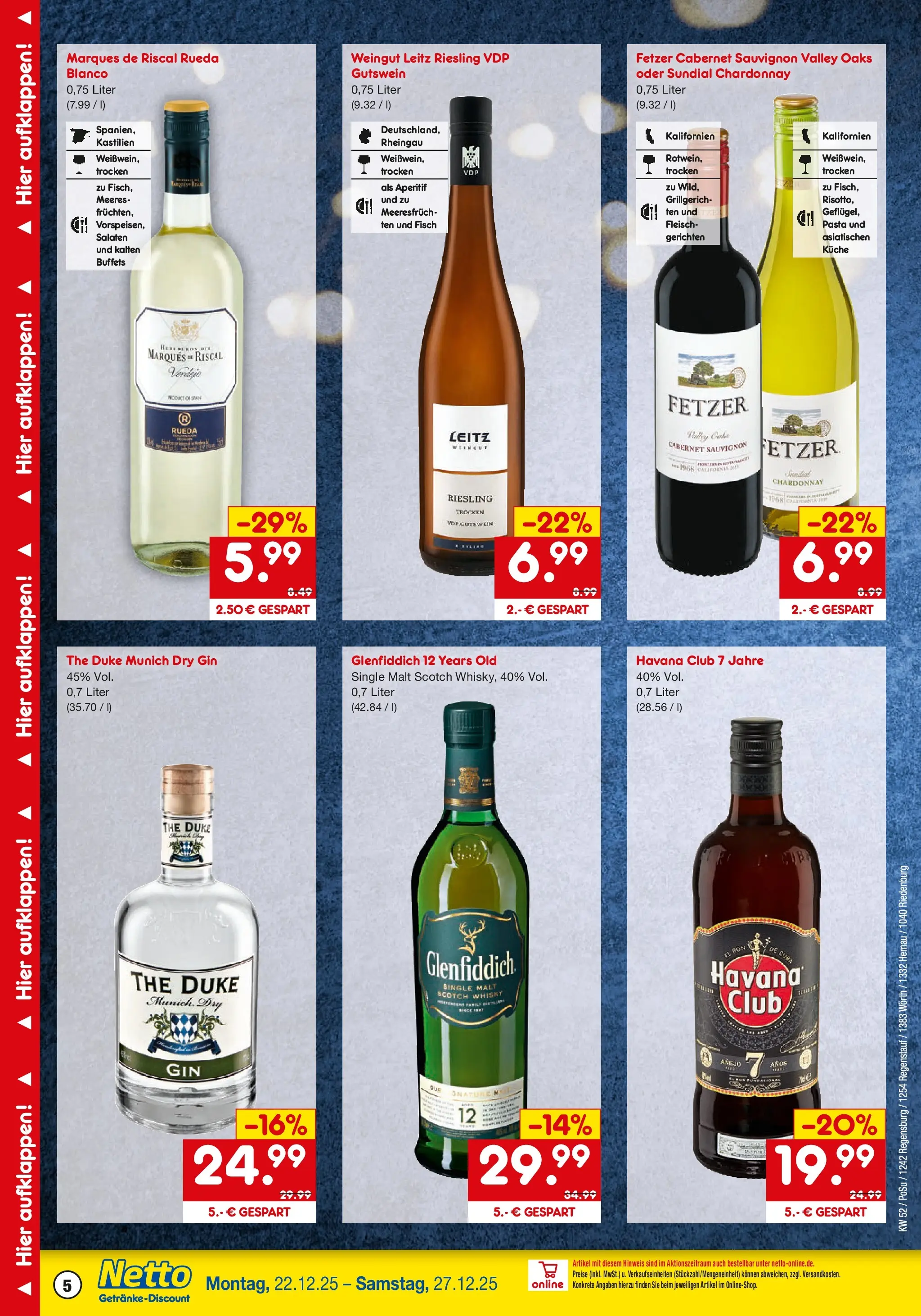 Netto Marken-Discount prospekt Hemau	 (ab 22.12.2025) » Angebote | Seite: 5 | Produkte: Whisky, Fisch, Pasta, Fleisch