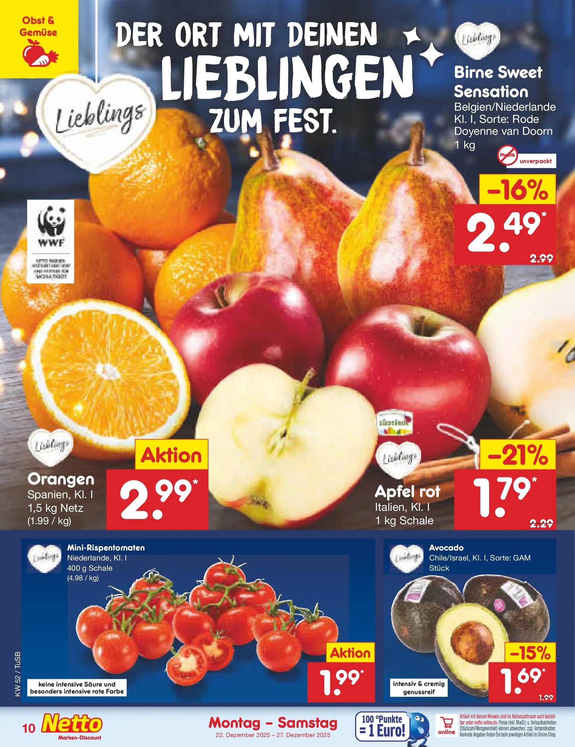 Netto Marken-Discount prospekt Lahr-Langenwinkel	 (ab 22.12.2025) » Angebote | Seite: 10 | Produkte: Äpfel, Avocado, Gemüse, Obst