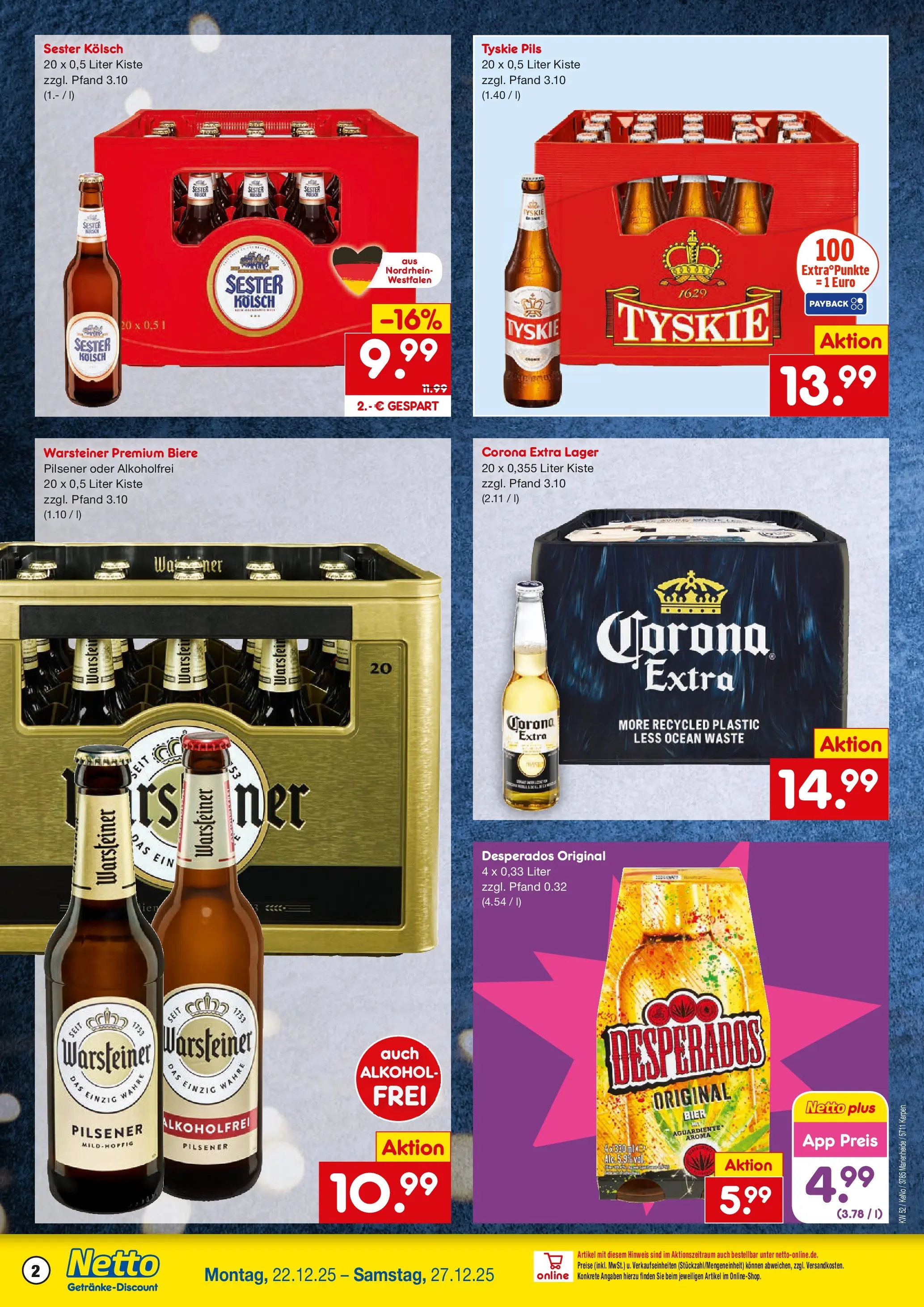 Netto Marken-Discount prospekt Kerpen	 (ab 22.12.2025) » Angebote | Seite: 2 | Produkte: Tyskie, Bier, Pils, Warsteiner