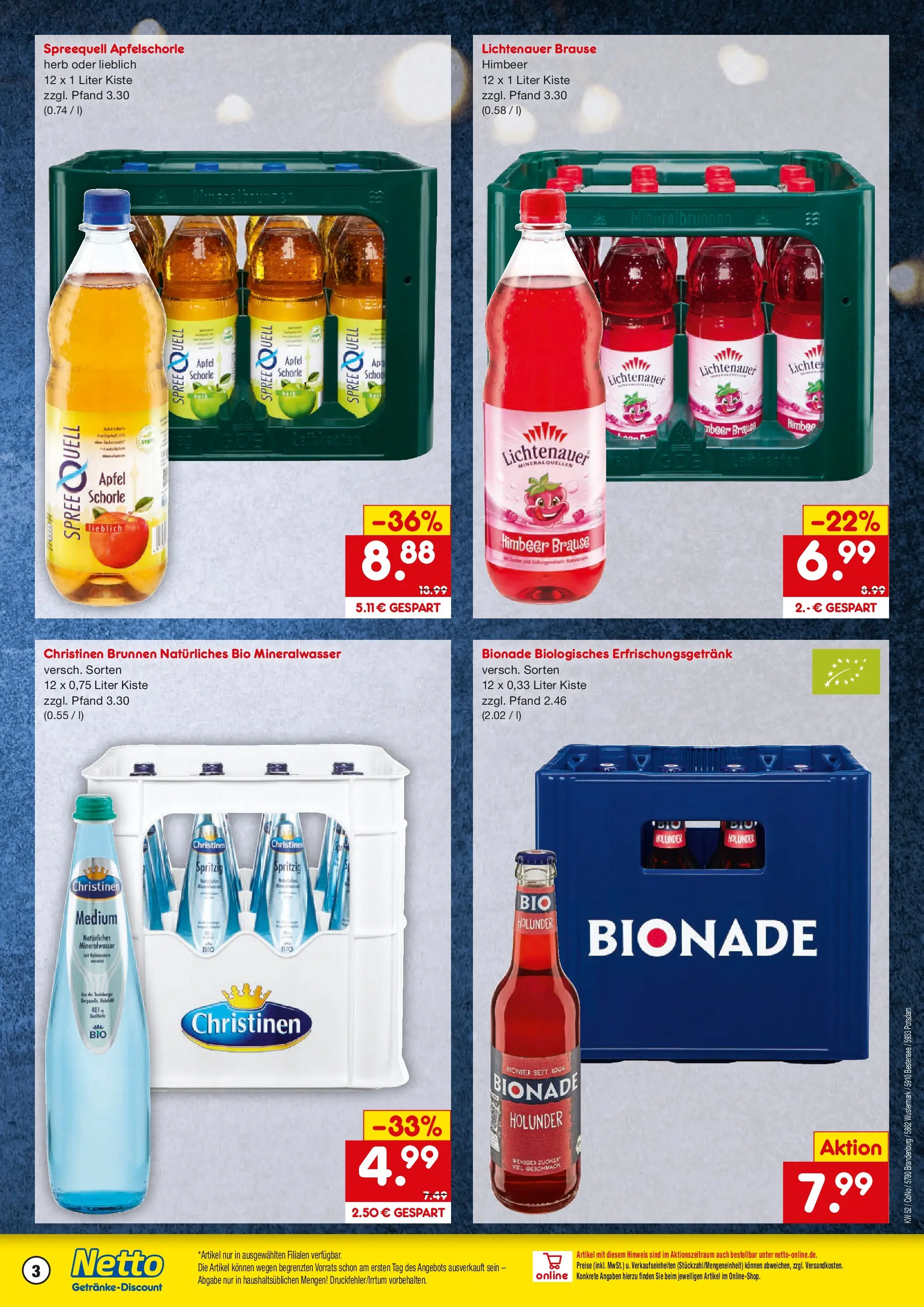 Netto Marken-Discount prospekt Wustermark-Elstal	 (ab 22.12.2025) » Angebote | Seite: 3 | Produkte: Äpfel, Bionade, Mineralwasser