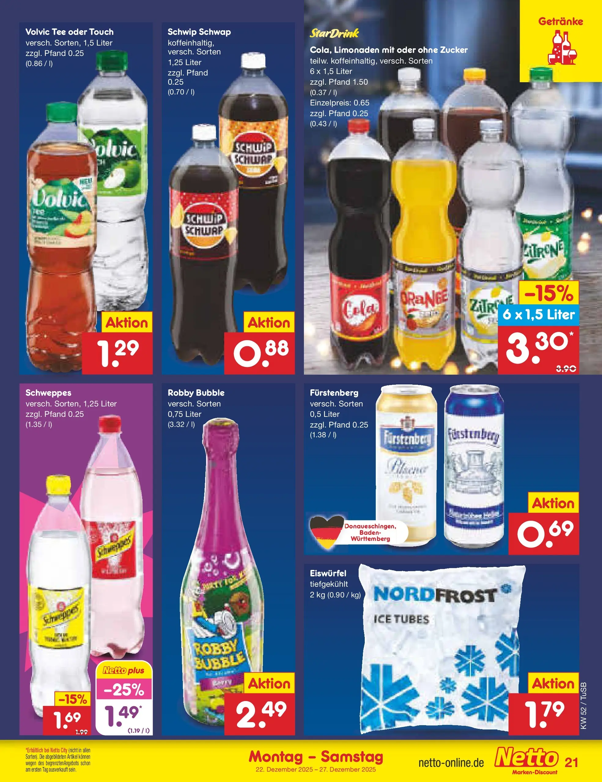 Netto Marken-Discount prospekt Lahr-Langenwinkel	 (ab 22.12.2025) » Angebote | Seite: 21 | Produkte: Schwip schwap, Volvic tee, Tee, Volvic