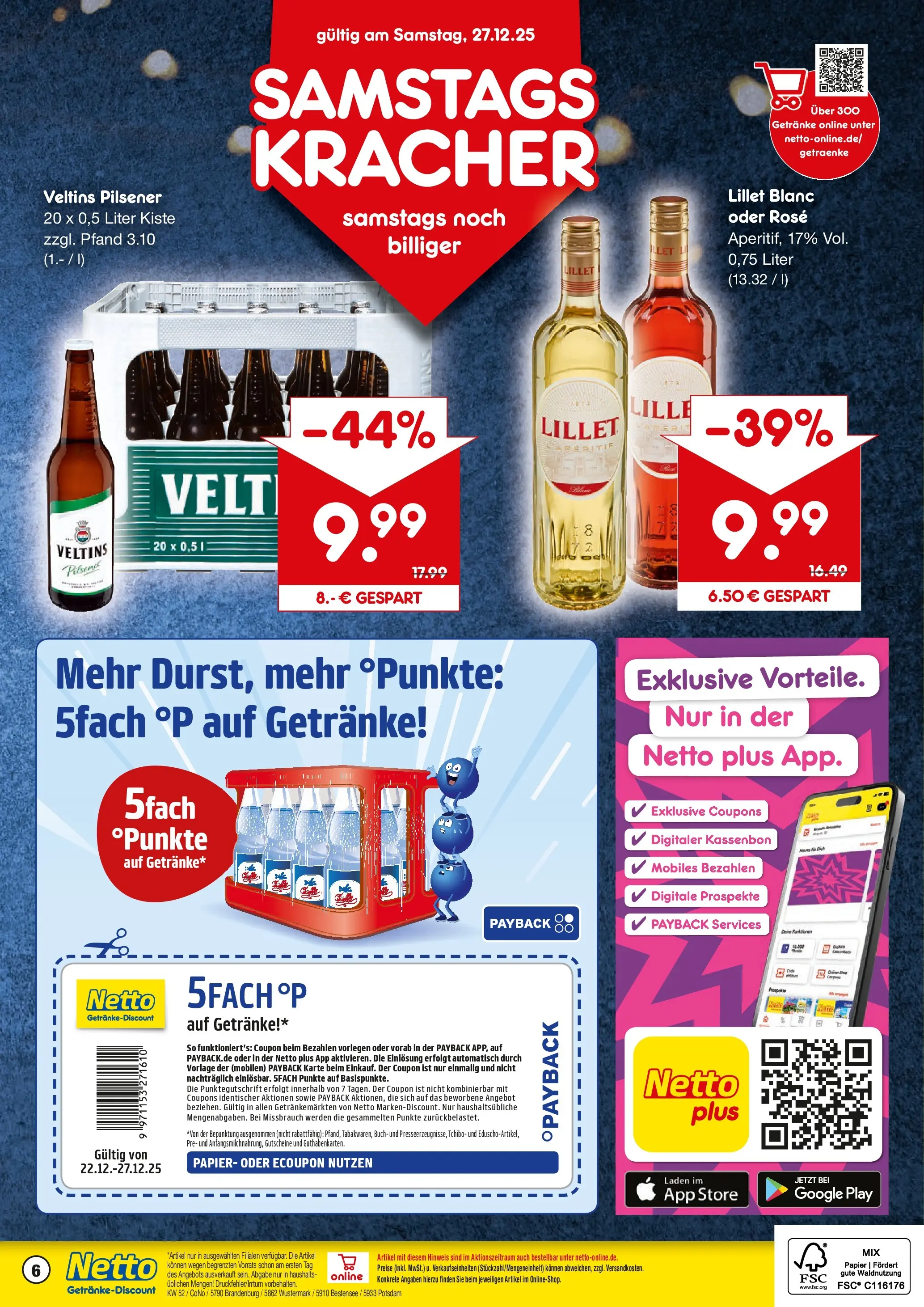 Netto Marken-Discount prospekt Wustermark-Elstal	 (ab 22.12.2025) » Angebote | Seite: 6 | Produkte: Lillet, Veltins