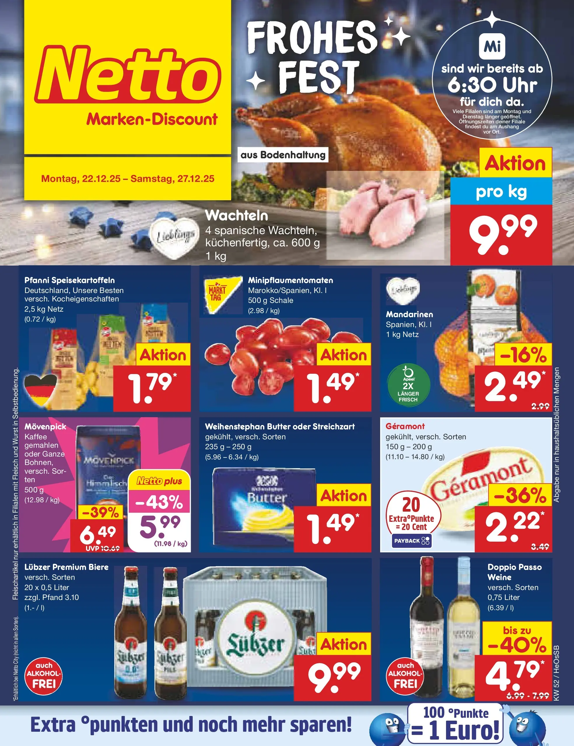 Netto Marken-Discount prospekt Kröpelin	 (ab 22.12.2025) » Angebote | Seite: 1 | Produkte: Butter, Mandarinen, Weihenstephan butter, Uhr