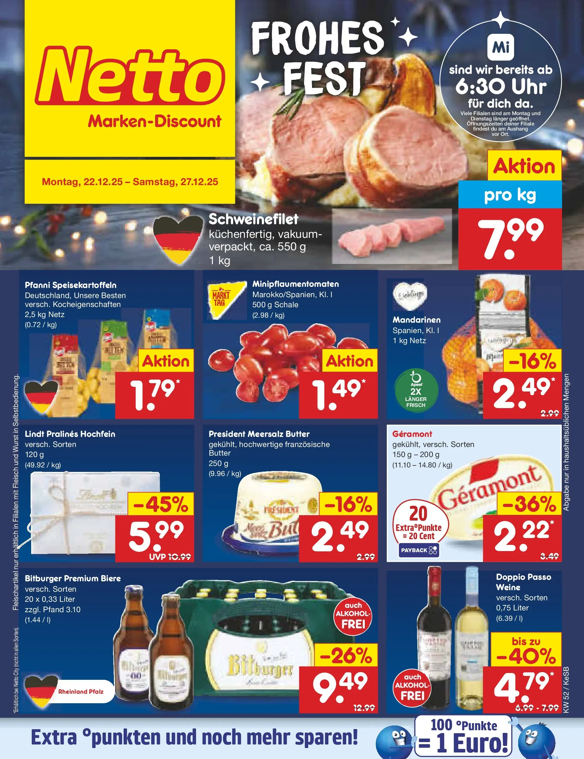 Netto Marken-Discount prospekt Bonn	 (ab 22.12.2025) » Angebote | Seite: 1 | Produkte: Geramont, Butter, Schweinefilet, Fleisch