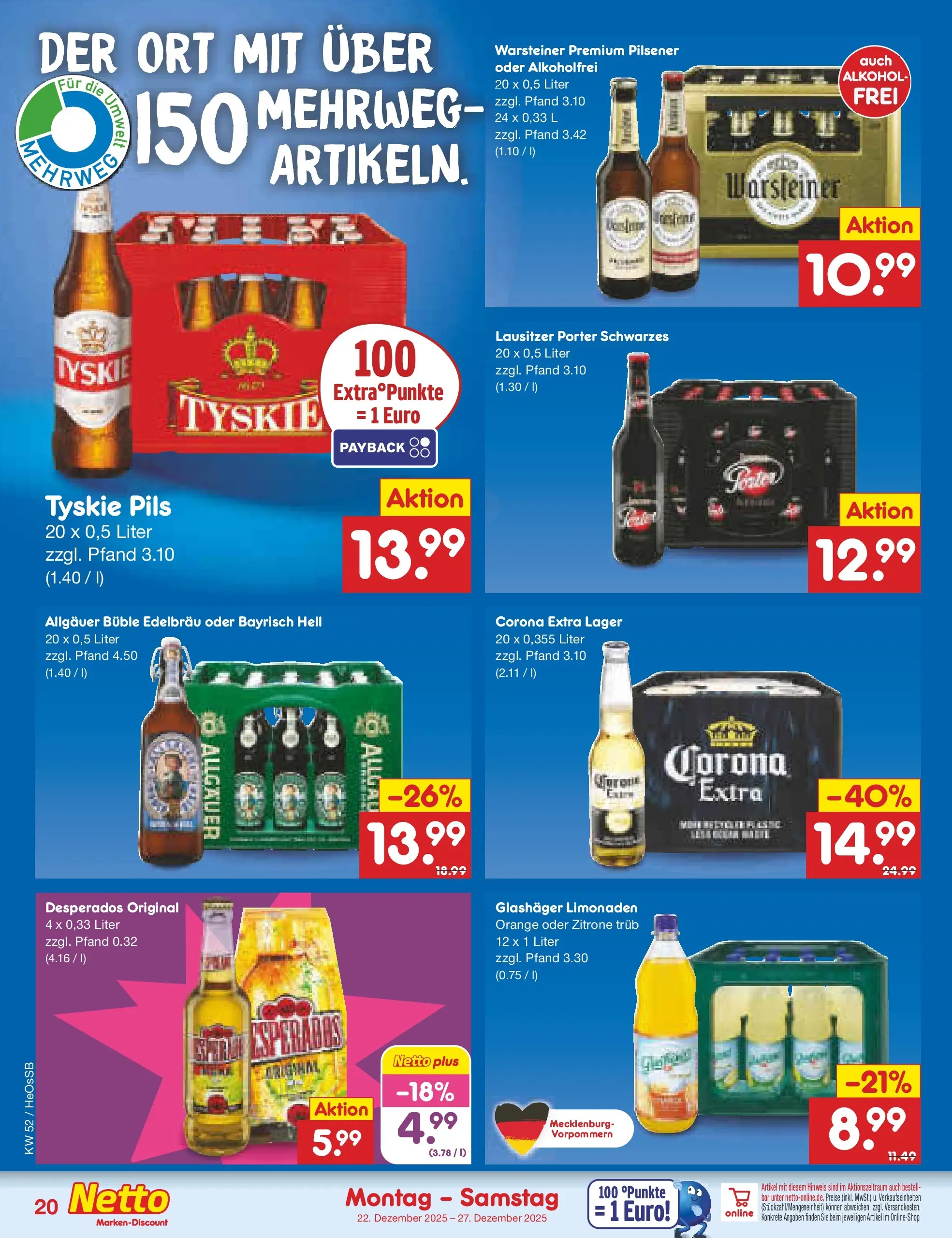 Netto Marken-Discount prospekt Kröpelin	 (ab 22.12.2025) » Angebote | Seite: 20 | Produkte: Pils, Warsteiner, Zitrone, Desperados