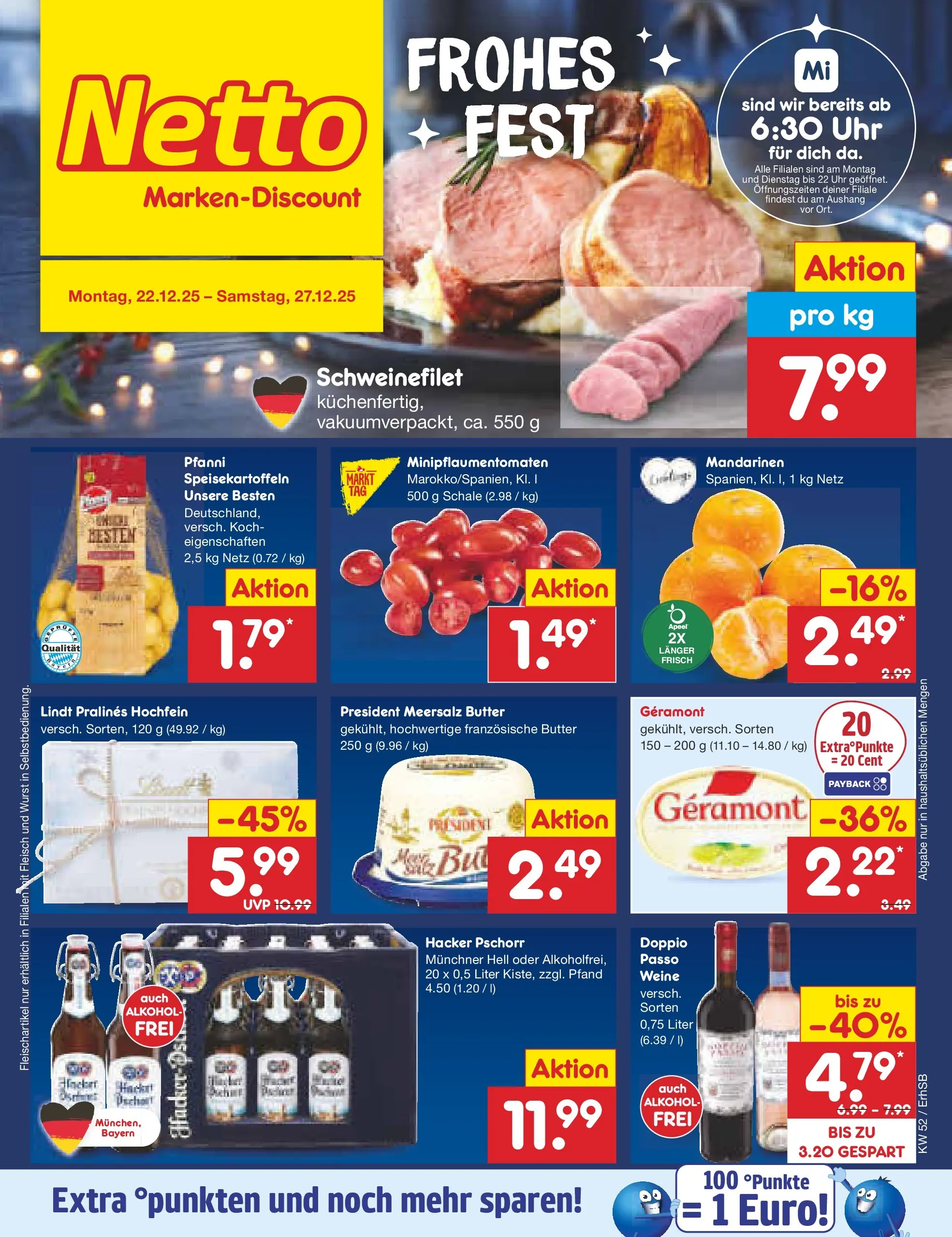 Netto Marken-Discount prospekt Metten	 (ab 22.12.2025) » Angebote | Seite: 1 | Produkte: Schweinefilet, Wurst, Lindt, Uhr