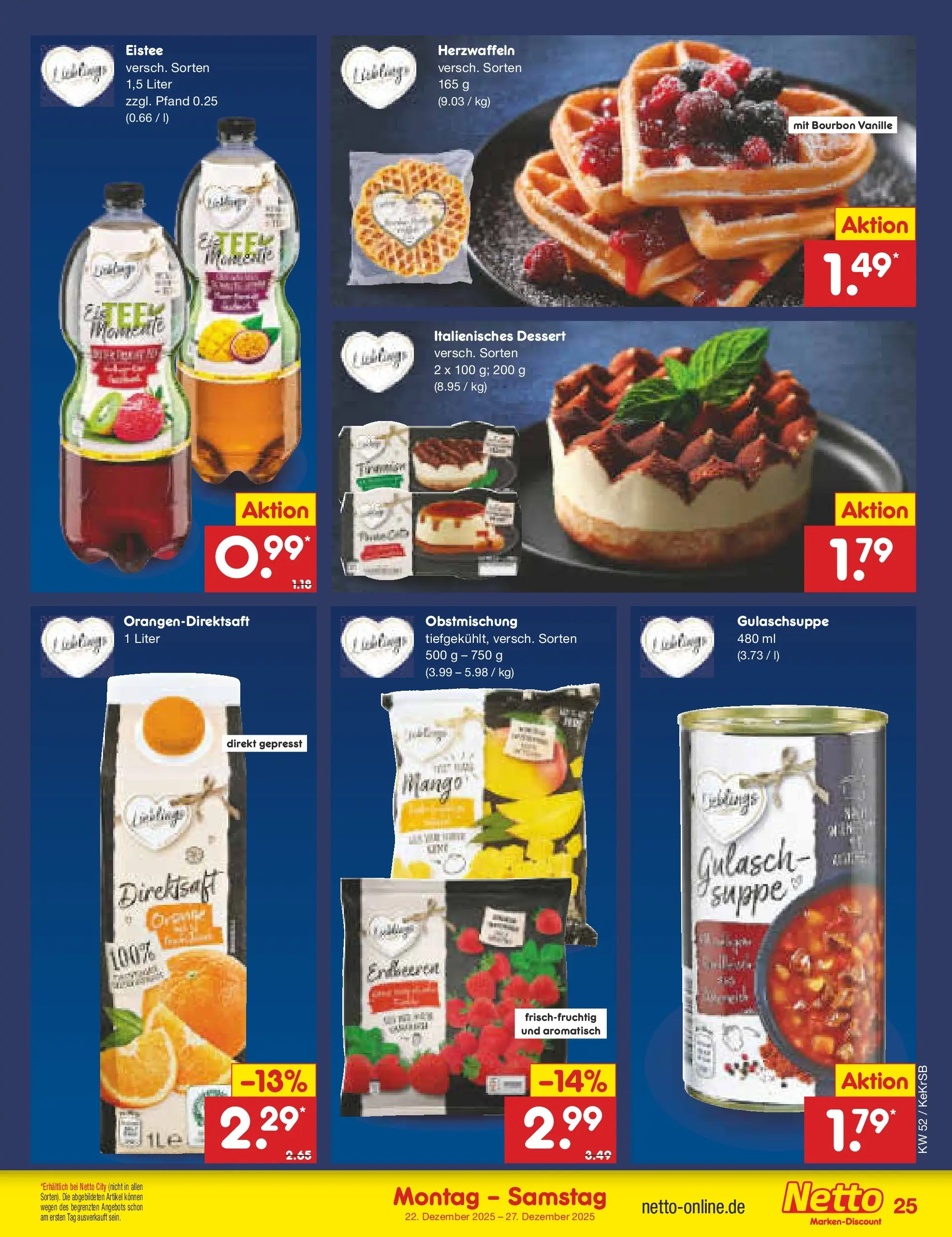 Netto Marken-Discount prospekt Jüchen	 (ab 22.12.2025) » Angebote | Seite: 25 | Produkte: Gulasch, Mango, Bourbon