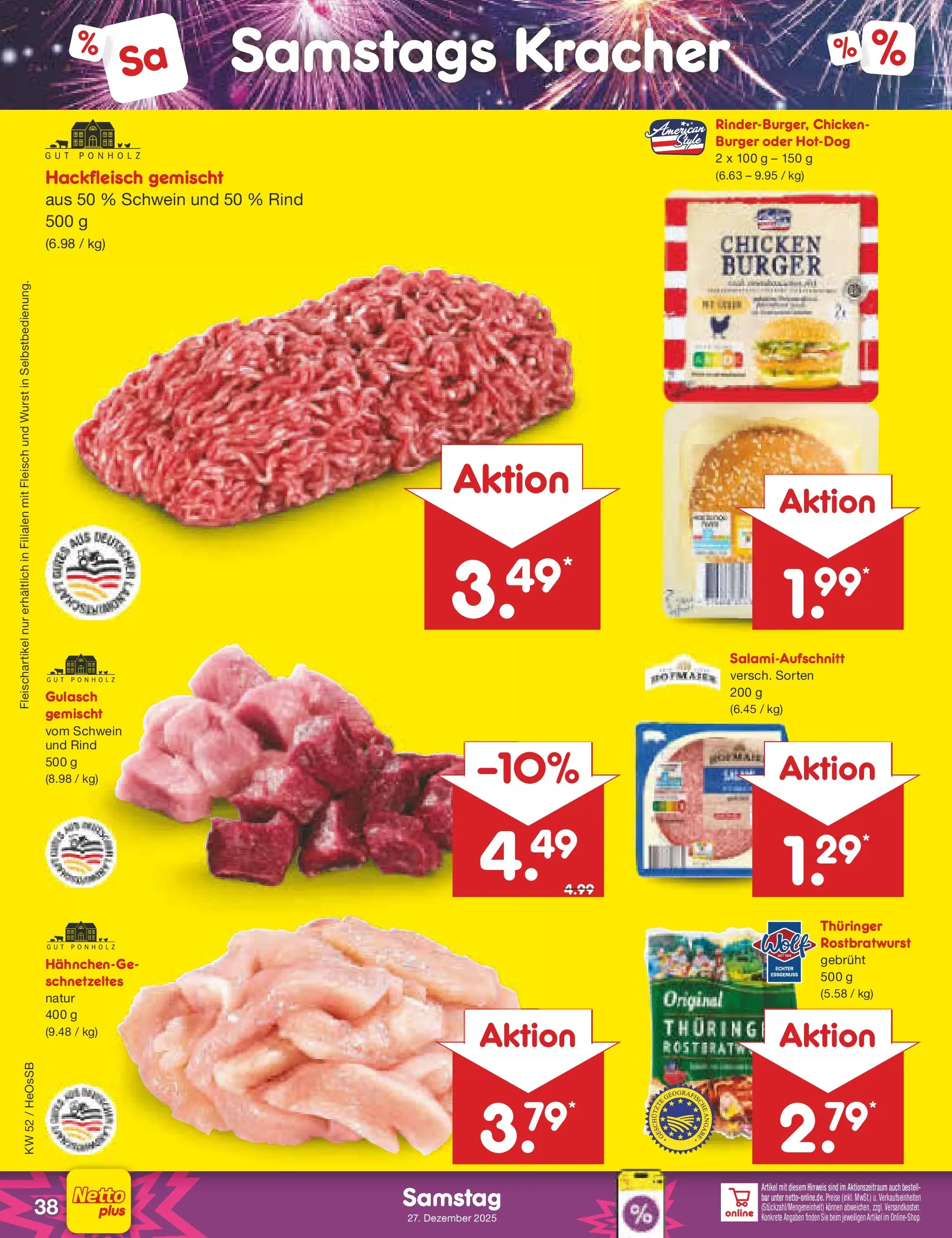 Netto Marken-Discount prospekt Kröpelin	 (ab 22.12.2025) » Angebote | Seite: 42 | Produkte: Burger, Wurst, Fleisch, Hackfleisch