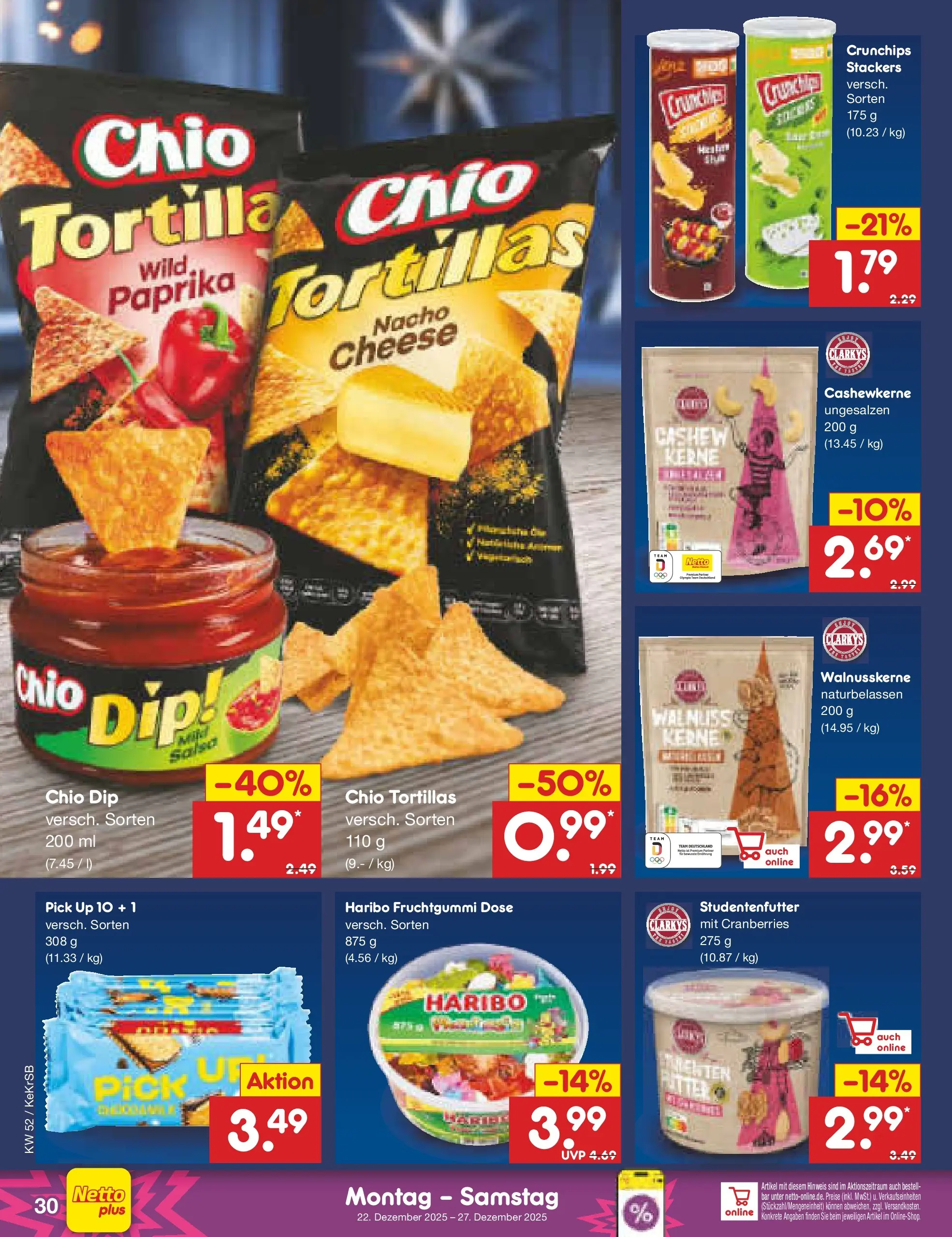Netto Marken-Discount prospekt Jüchen	 (ab 22.12.2025) » Angebote | Seite: 30 | Produkte: Haribo, Paprika, Chio tortillas