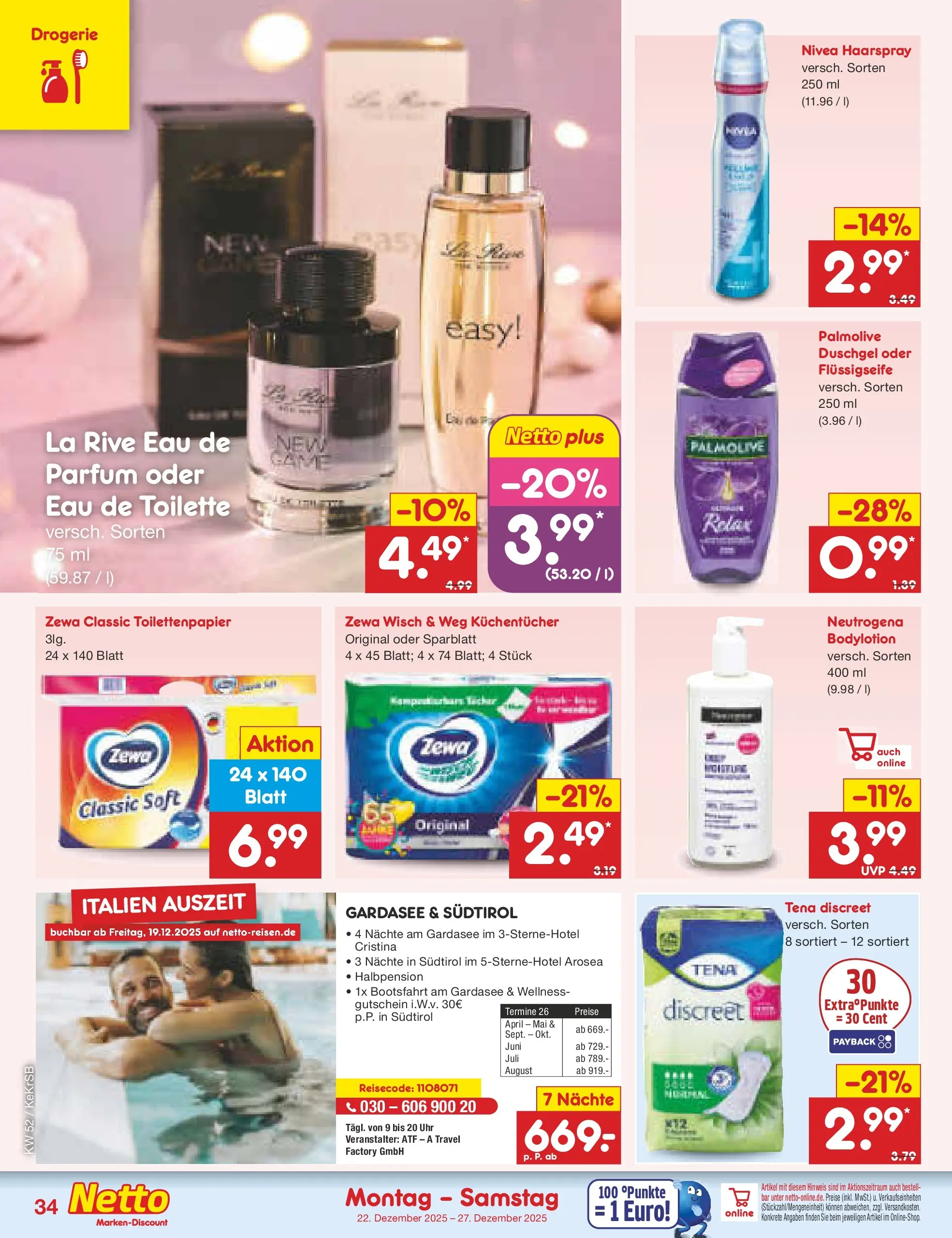 Netto Marken-Discount prospekt Jüchen	 (ab 22.12.2025) » Angebote | Seite: 38 | Produkte: Eau de Toilette, Haarspray, Duschgel, Toilettenpapier