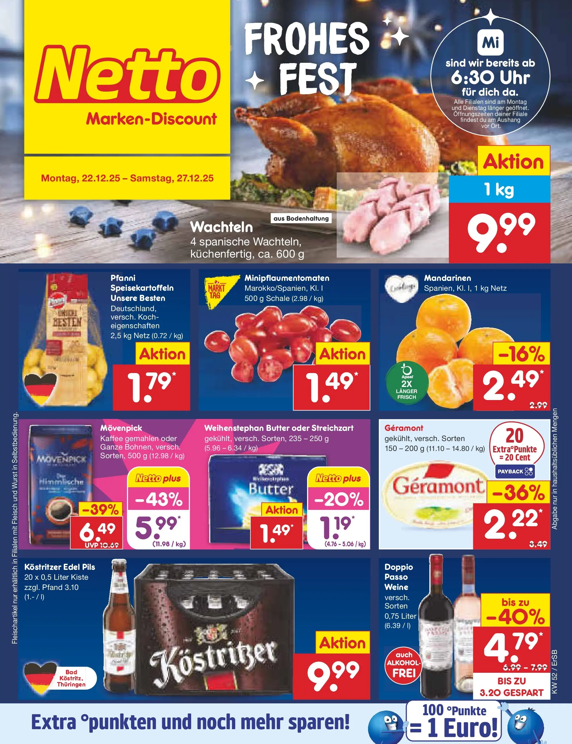 Netto Marken-Discount prospekt Nordhausen	 (ab 22.12.2025) » Angebote | Seite: 1 | Produkte: Geramont, Butter, Kostritzer, Weihenstephan butter