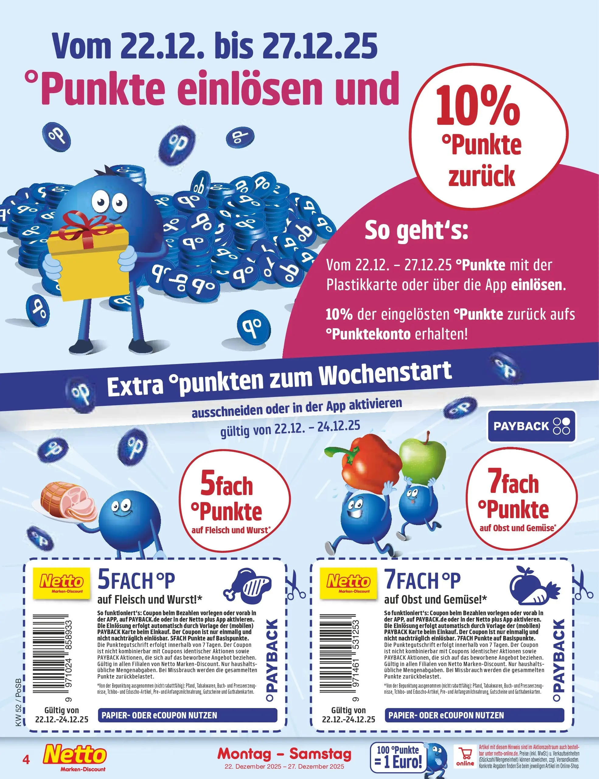 Netto Marken-Discount prospekt Regensburg	 (ab 22.12.2025) » Angebote | Seite: 4 | Produkte: Gemüse, Obst, Wurst, Fleisch