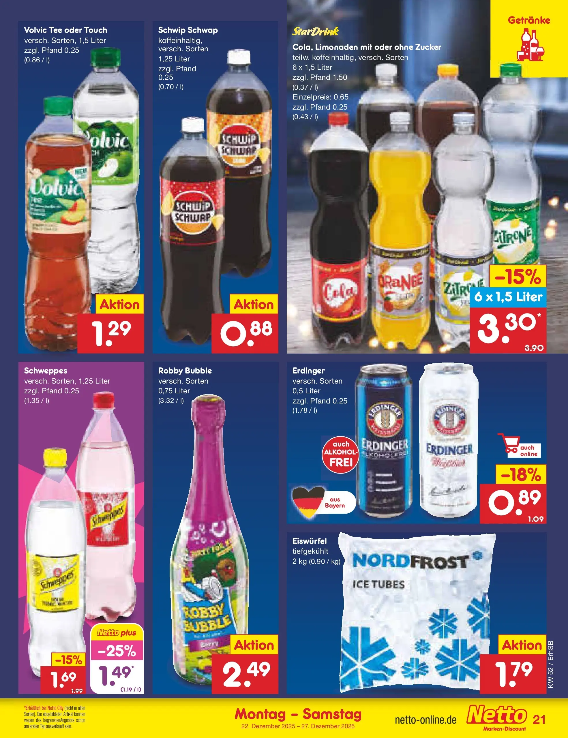 Netto Marken-Discount prospekt Metten	 (ab 22.12.2025) » Angebote | Seite: 21 | Produkte: Erdinger, Volvic tee, Zucker, Tee