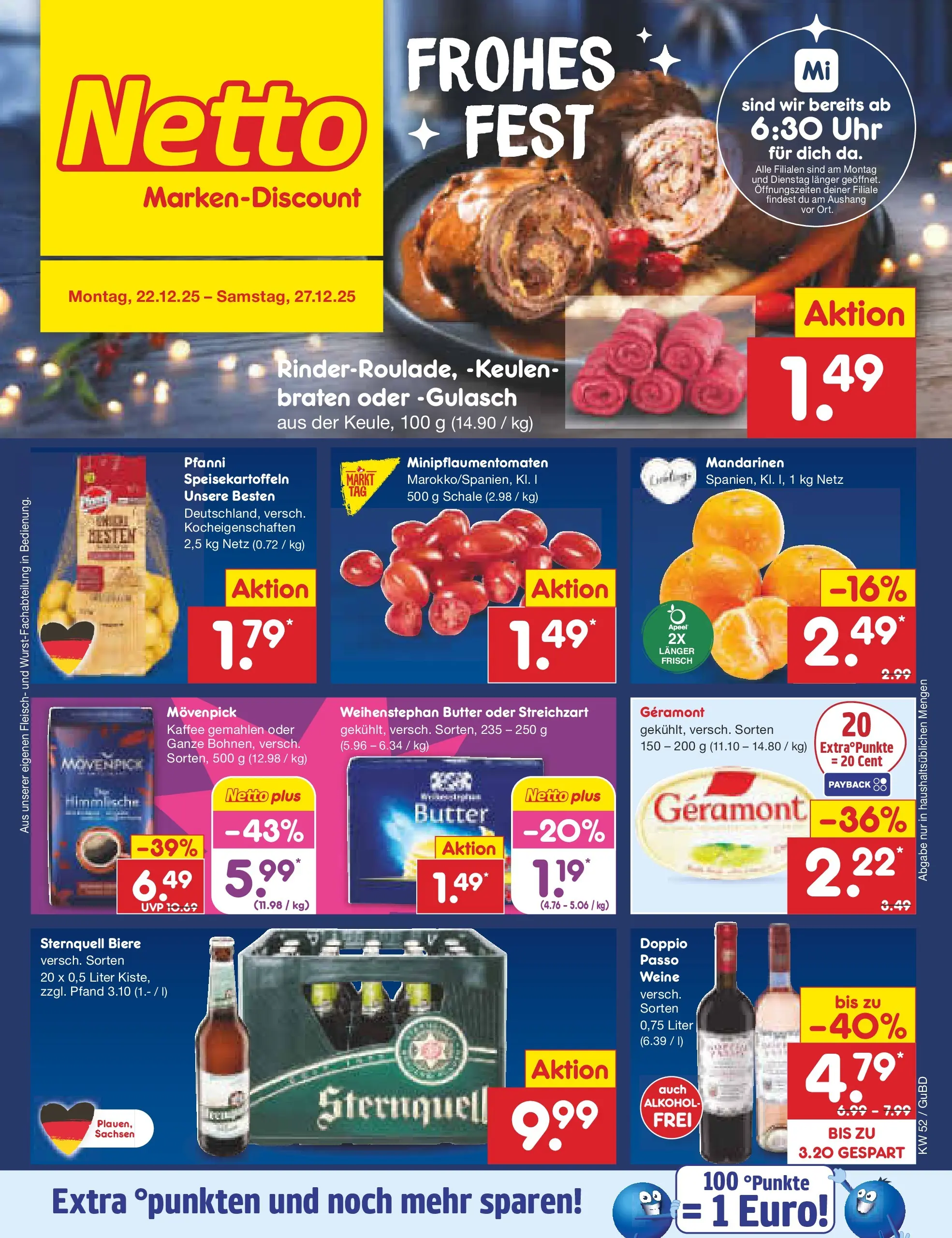 Netto Marken-Discount prospekt Augustusburg	 (ab 22.12.2025) » Angebote | Seite: 1 | Produkte: Geramont, Butter, Kaffee, Fleisch