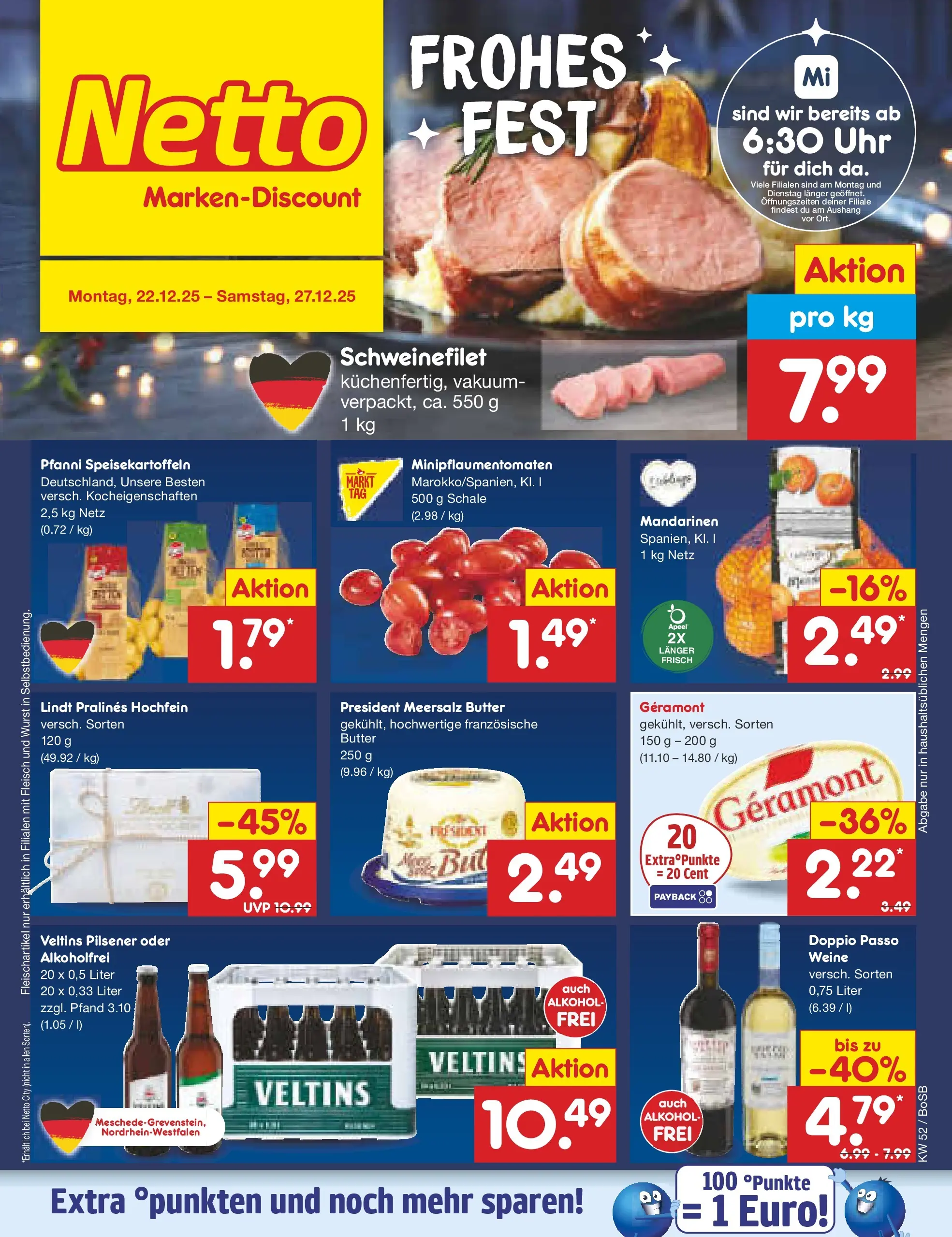 Netto Marken-Discount prospekt Stadtlohn	 (ab 22.12.2025) » Angebote | Seite: 1 | Produkte: Mandarinen, Doppio Passo, Fleisch, Uhr