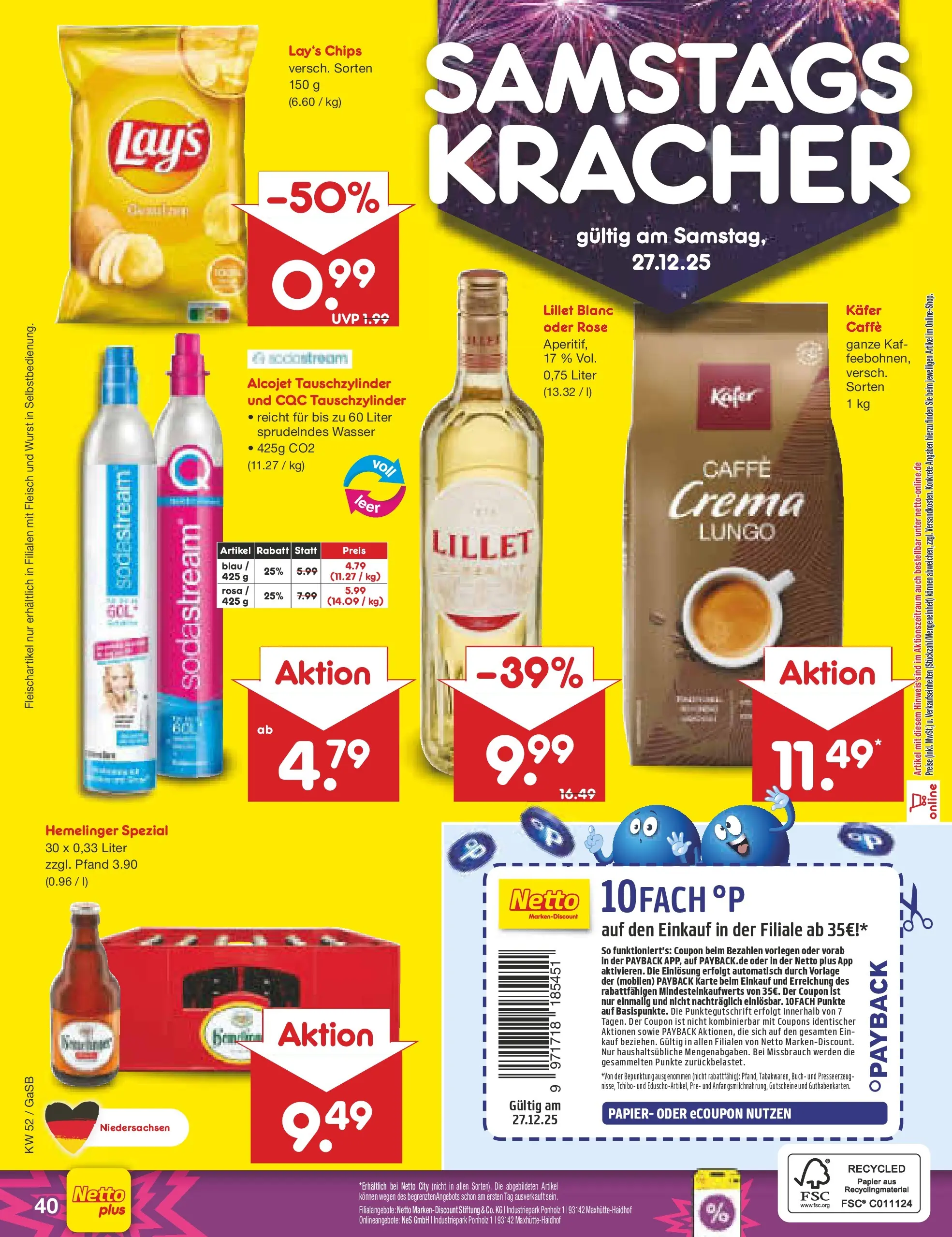 Netto Marken-Discount prospekt Bremen-Lesum	 (ab 22.12.2025) » Angebote | Seite: 44 | Produkte: Wasser, Wurst, Chips, Fleisch