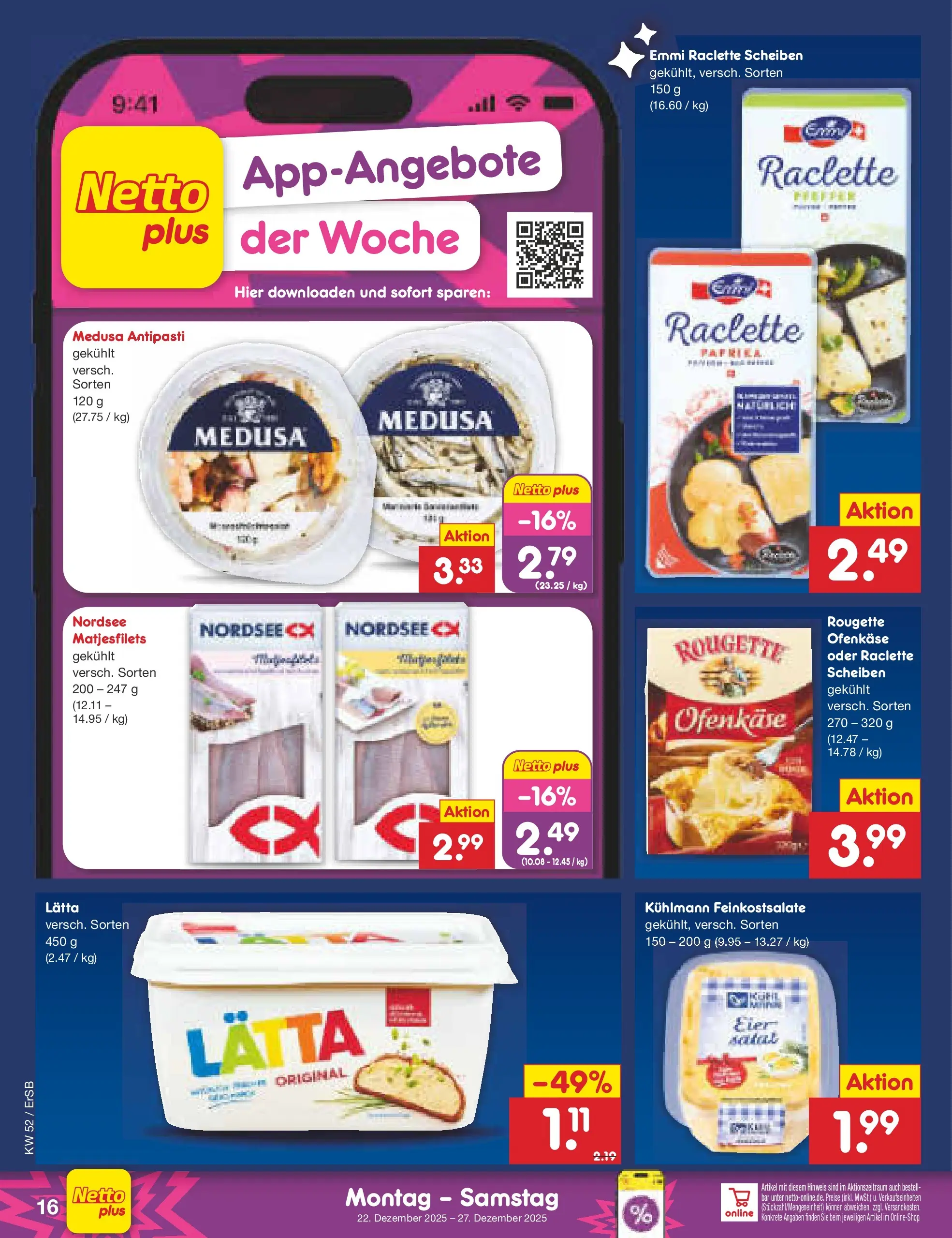 Netto Marken-Discount prospekt Nordhausen	 (ab 22.12.2025) » Angebote | Seite: 20 | Produkte: Eier, Rougette ofenkase, Lätta, Raclette