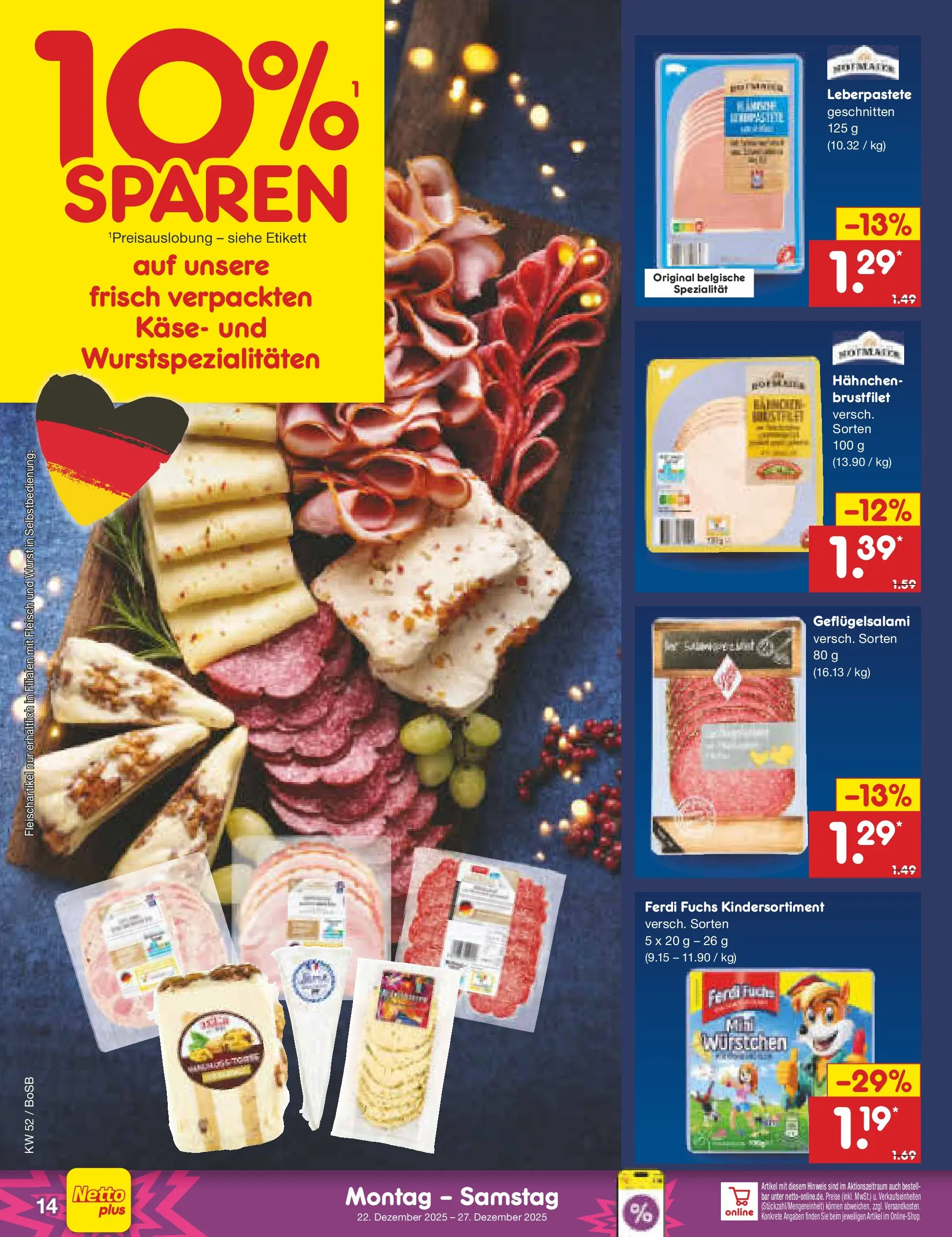 Netto Marken-Discount prospekt Stadtlohn	 (ab 22.12.2025) » Angebote | Seite: 14 | Produkte: Hahnchen, Käse, Wurst, Fleisch