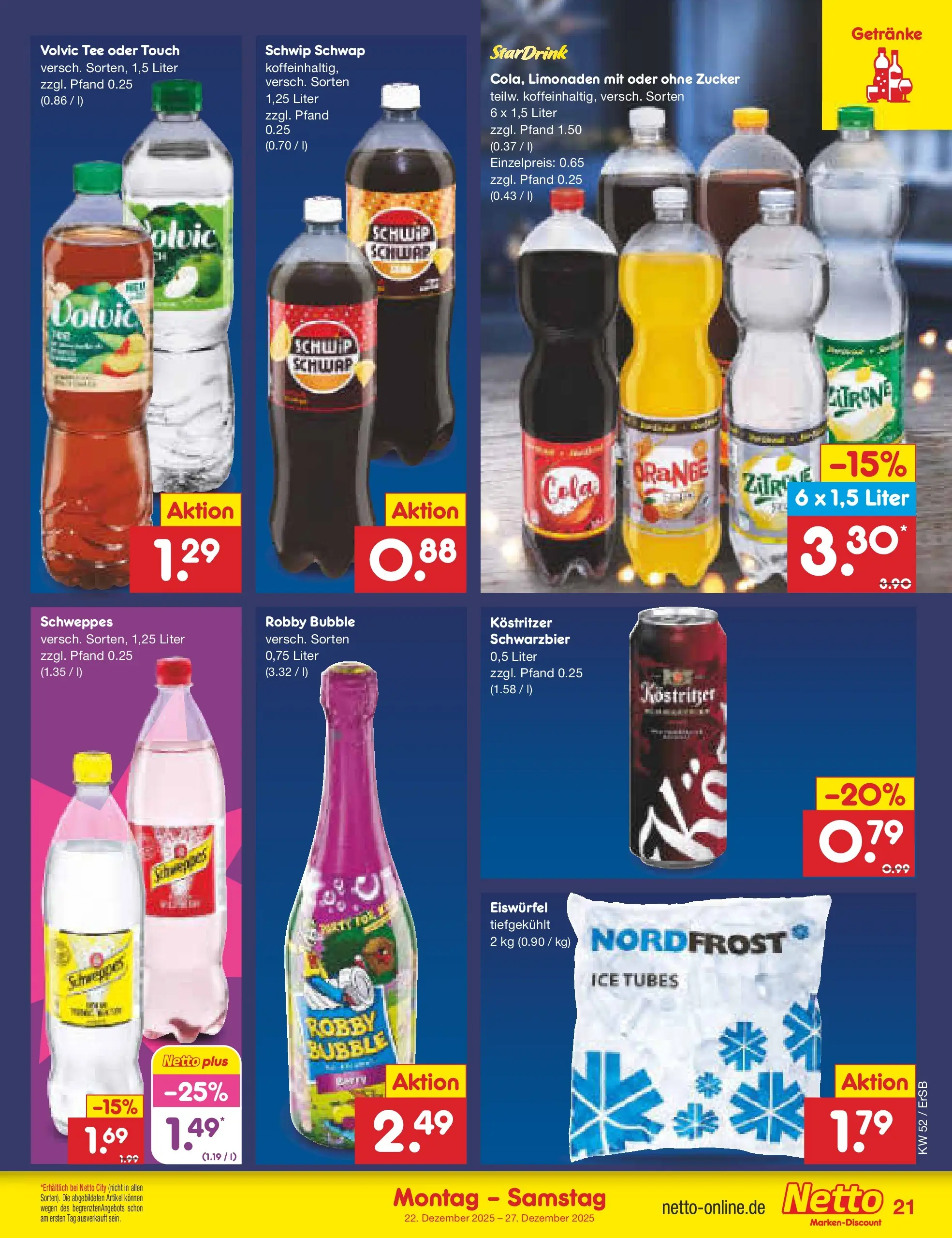 Netto Marken-Discount prospekt Nordhausen	 (ab 22.12.2025) » Angebote | Seite: 25 | Produkte: Kostritzer, Volvic tee, Schweppes, Zitrone