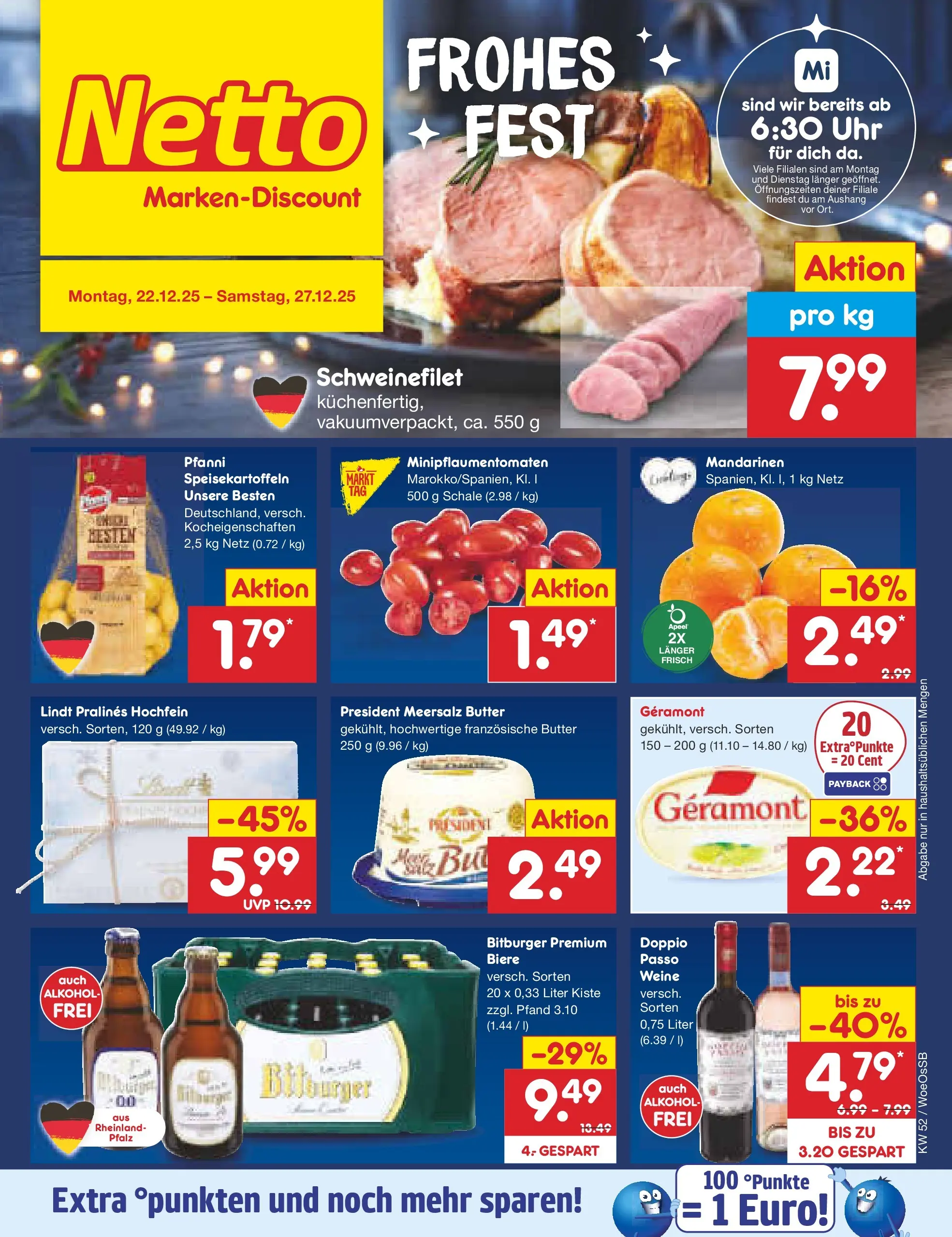 Netto Marken-Discount prospekt Gemmingen	 (ab 22.12.2025) » Angebote | Seite: 1 | Produkte: Geramont, Butter, Schweinefilet, Uhr