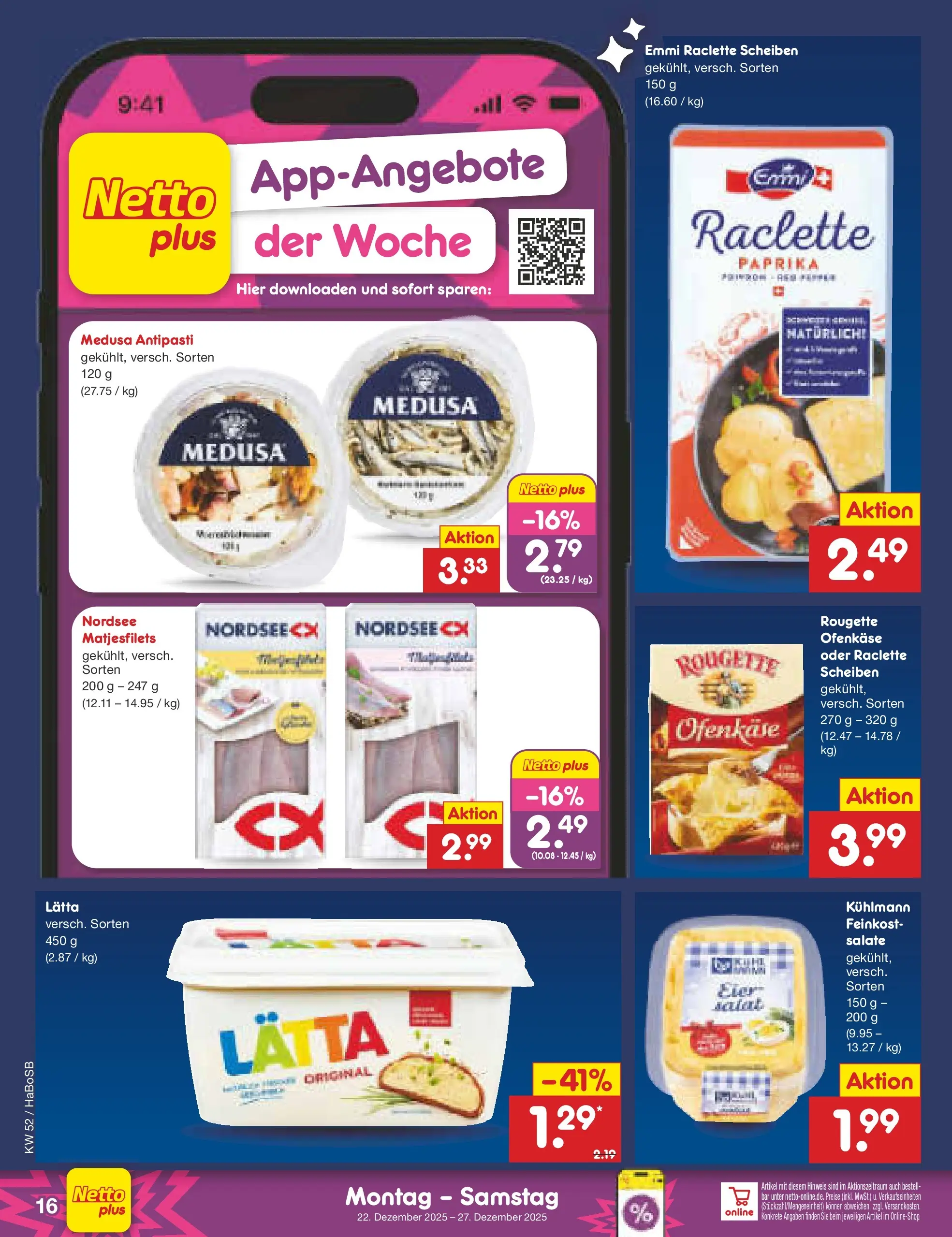 Netto Marken-Discount prospekt Stadtlohn	 (ab 22.12.2025) » Angebote | Seite: 16 | Produkte: Rougette ofenkase, Paprika, Lätta, Raclette