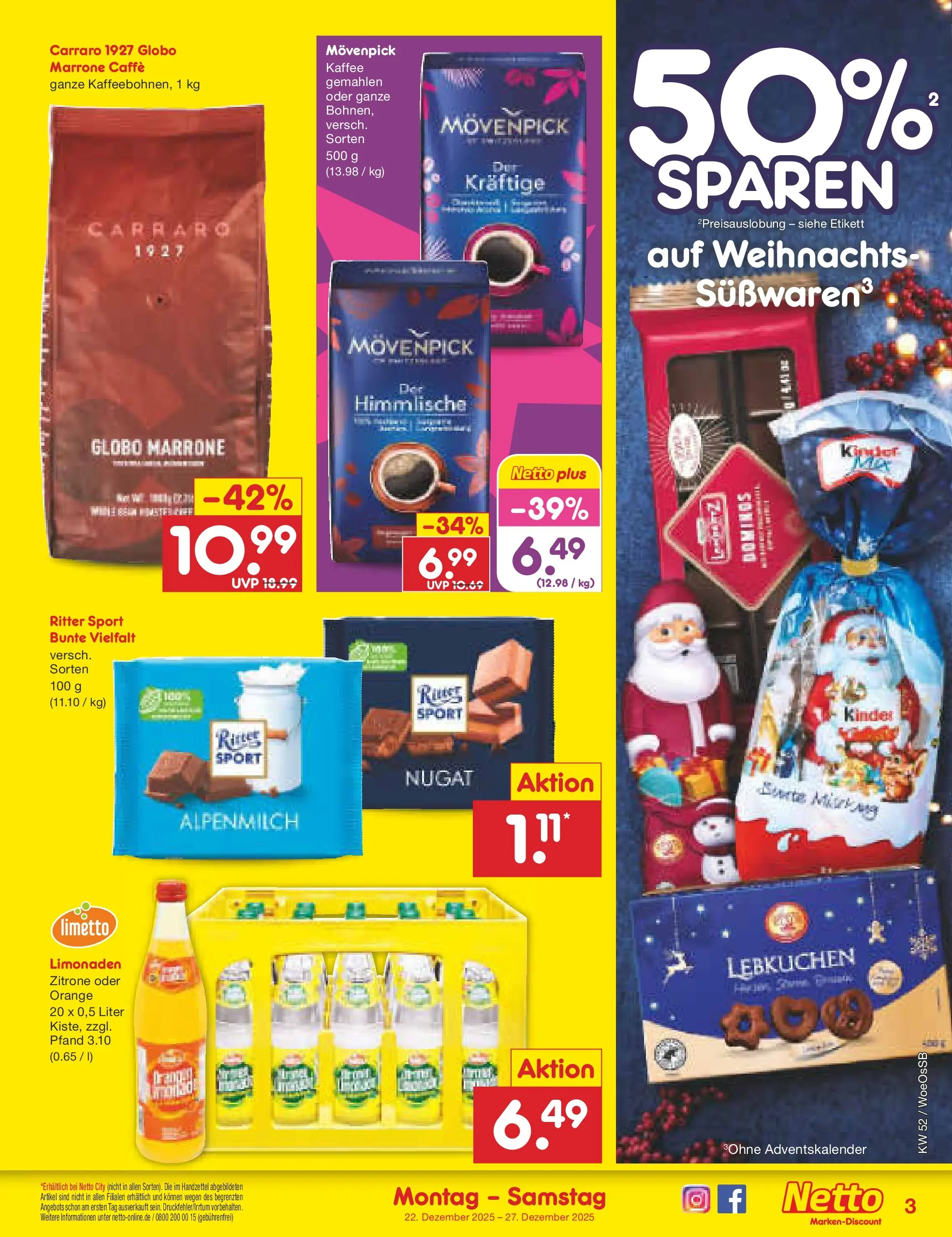 Netto Marken-Discount prospekt Gemmingen	 (ab 22.12.2025) » Angebote | Seite: 3 | Produkte: Kaffee, Ritter sport, Zitrone