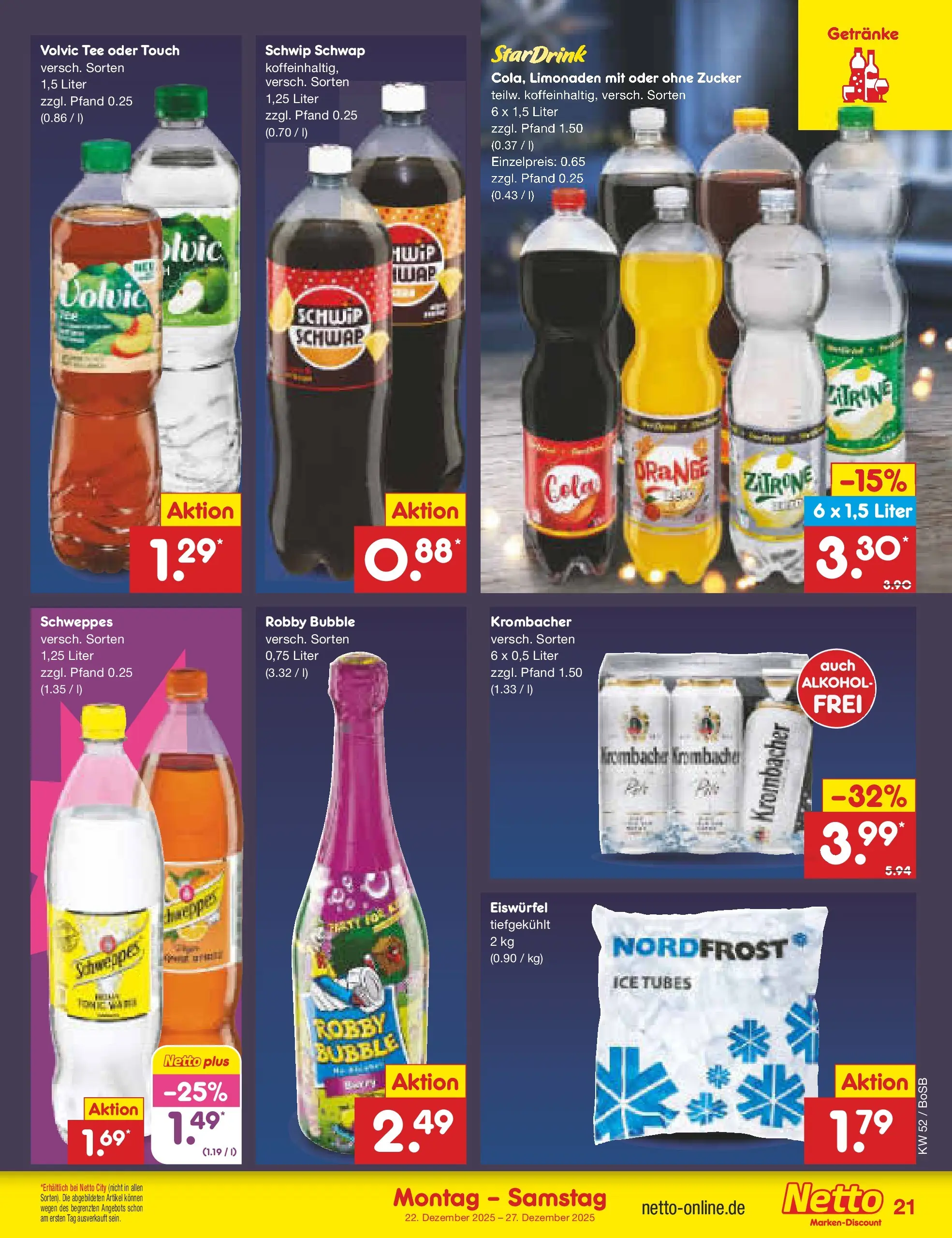 Netto Marken-Discount prospekt Stadtlohn	 (ab 22.12.2025) » Angebote | Seite: 21 | Produkte: Zitrone, Krombacher, Tee, Volvic