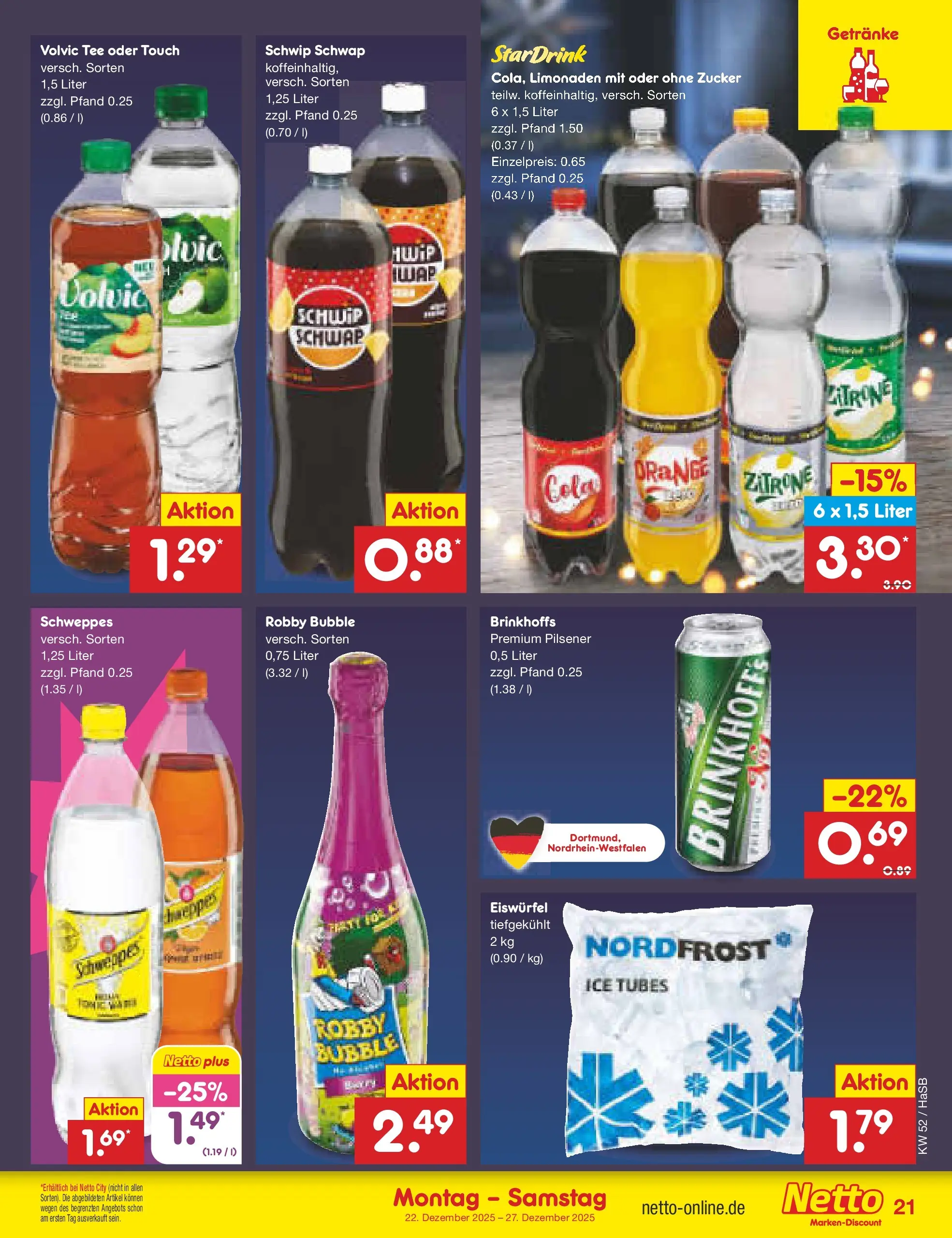 Netto Marken-Discount prospekt Wuppertal	 (ab 22.12.2025) » Angebote | Seite: 21 | Produkte: Schweppes, Zucker, Zitrone, Volvic