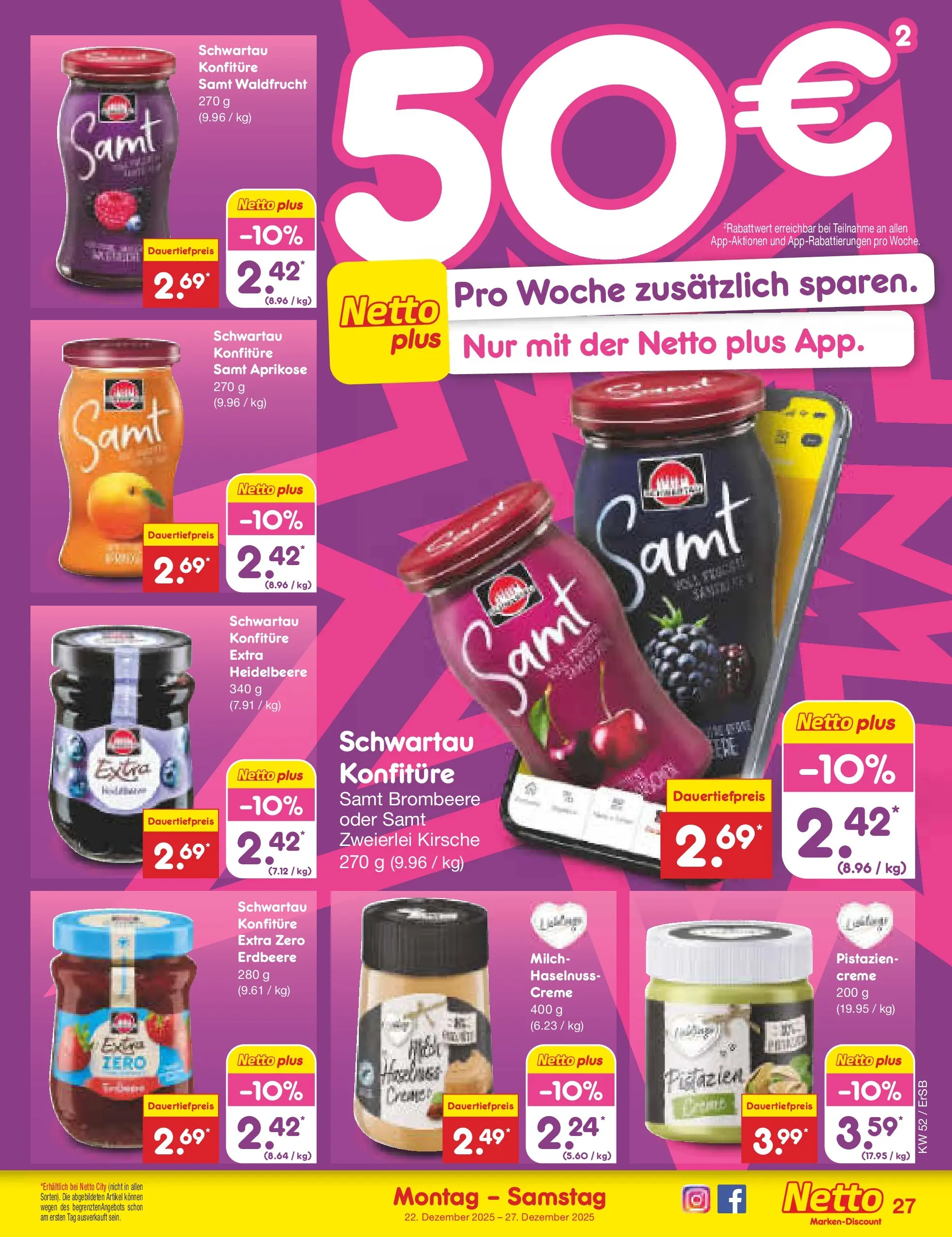 Netto Marken-Discount prospekt Nordhausen	 (ab 22.12.2025) » Angebote | Seite: 31 | Produkte: Milch, Pistazien, Creme