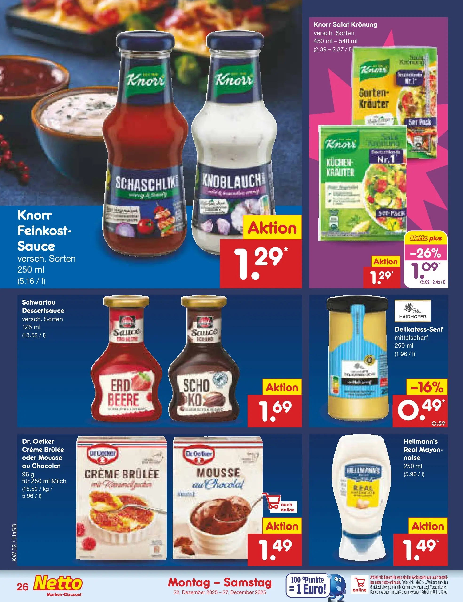 Netto Marken-Discount prospekt Wuppertal	 (ab 22.12.2025) » Angebote | Seite: 26 | Produkte: Milch, Knorr, Creme brulee, Kuchen