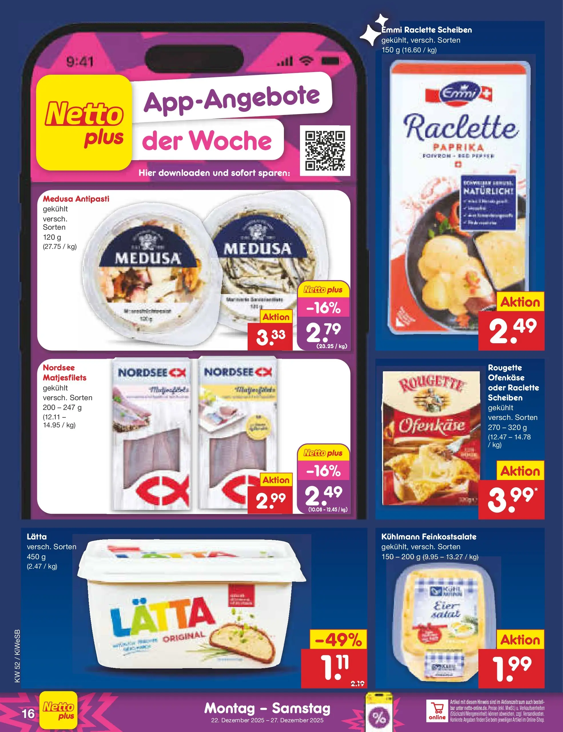 Netto Marken-Discount prospekt Bad Friedrichshall	 (ab 22.12.2025) » Angebote | Seite: 16 | Produkte: Eier, Paprika, Lätta, Raclette