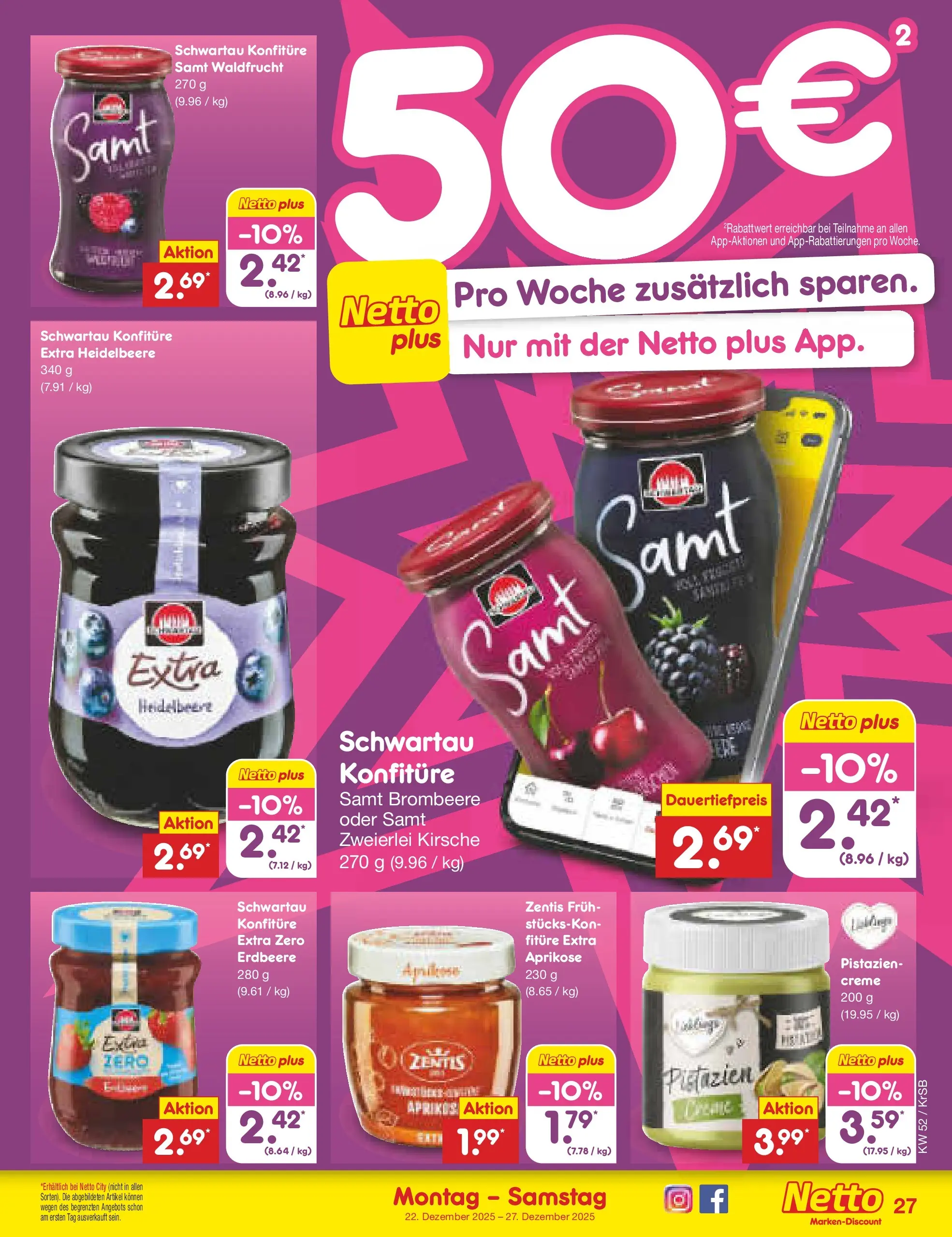 Netto Marken-Discount prospekt Jüchen	 (ab 22.12.2025) » Angebote | Seite: 27 | Produkte: Pistazien, Creme
