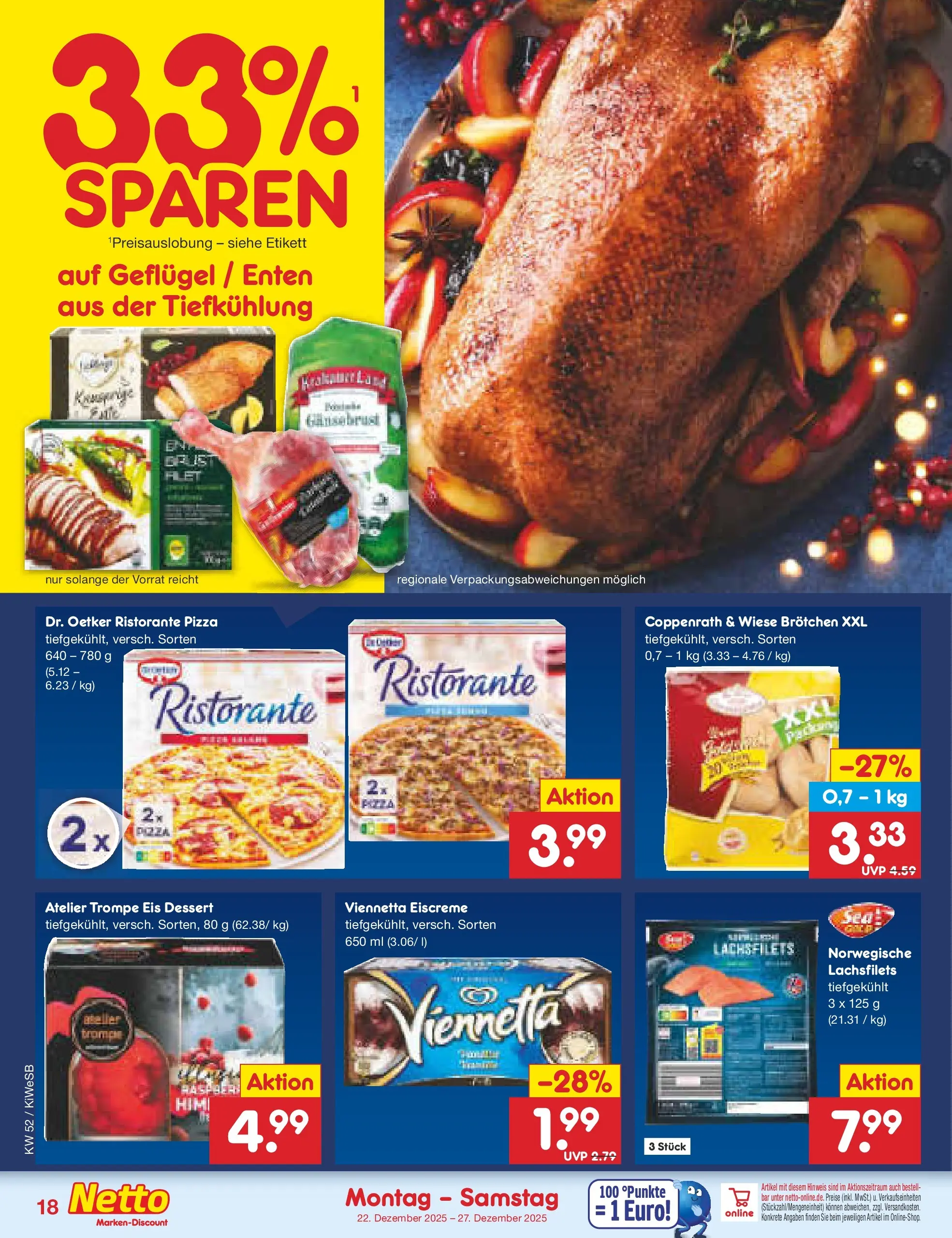 Netto Marken-Discount prospekt Bad Friedrichshall	 (ab 22.12.2025) » Angebote | Seite: 18 | Produkte: Ristorante, Eiscreme, Pizza, Eis