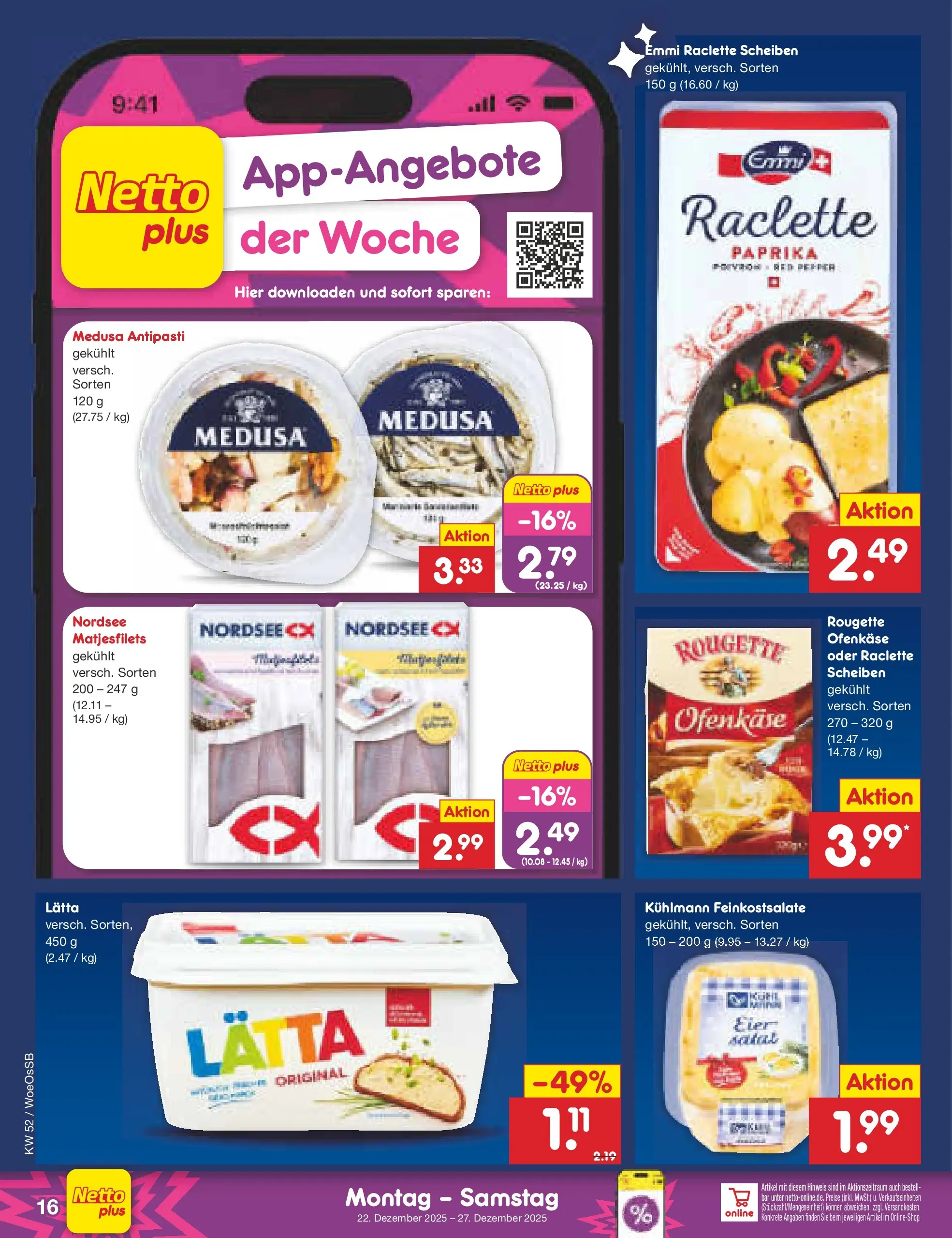 Netto Marken-Discount prospekt Gemmingen	 (ab 22.12.2025) » Angebote | Seite: 16 | Produkte: Rougette ofenkase, Paprika, Lätta, Raclette