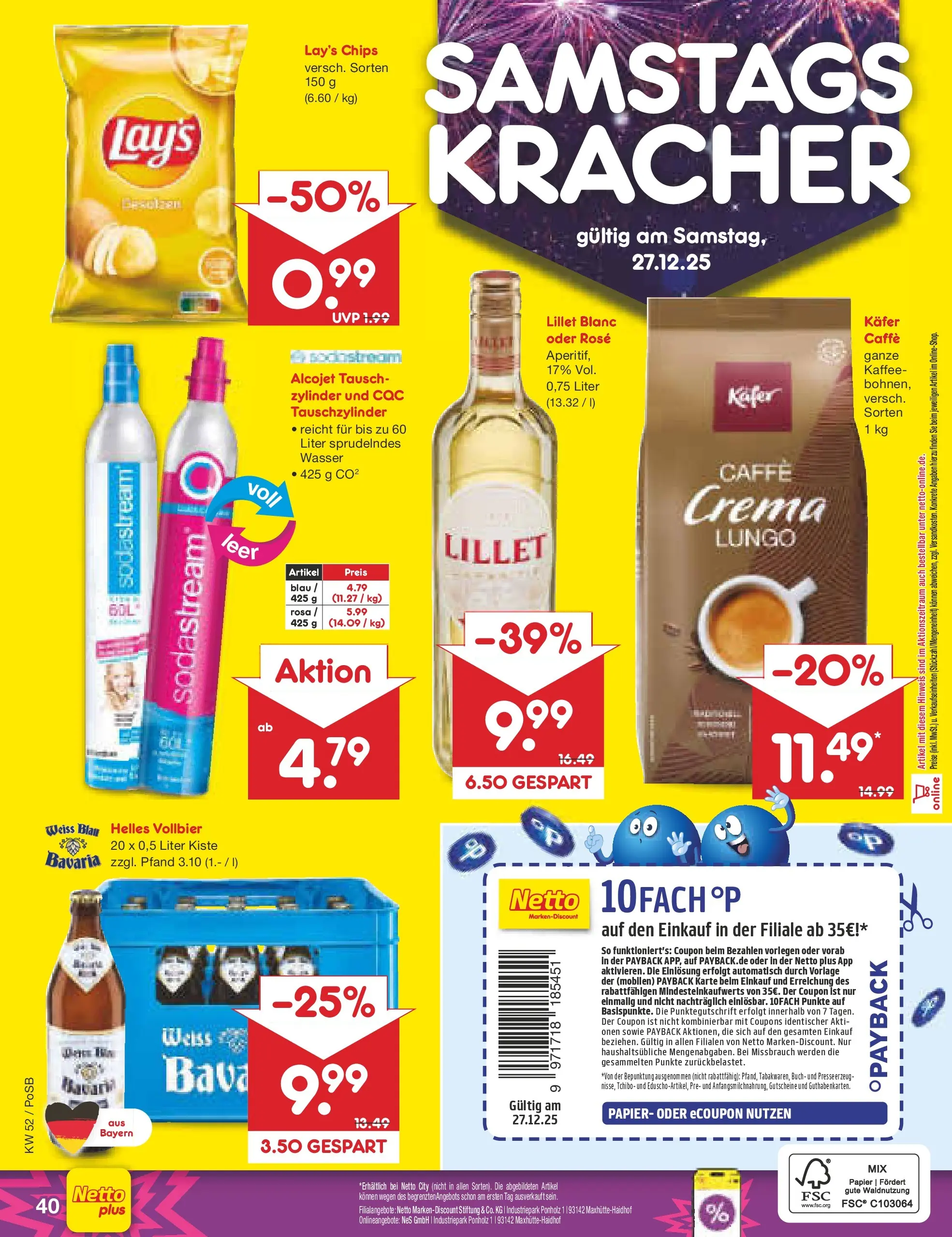 Netto Marken-Discount prospekt Regensburg	 (ab 22.12.2025) » Angebote | Seite: 44 | Produkte: Kaffee, Lillet, Wasser, Chips