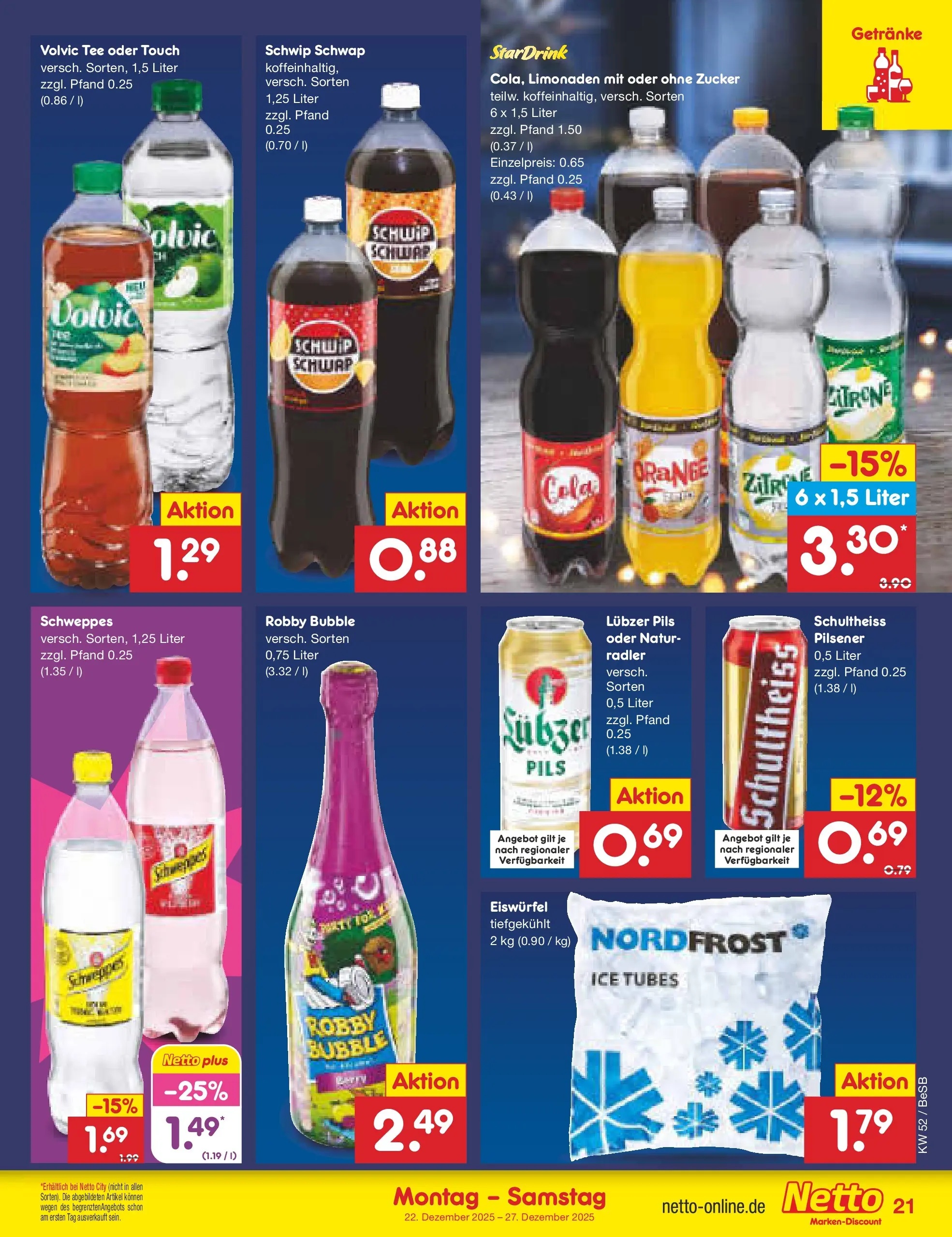 Netto Marken-Discount prospekt Kremmen	 (ab 22.12.2025) » Angebote | Seite: 21 | Produkte: Pils, Schwip schwap, Radler, Zitrone
