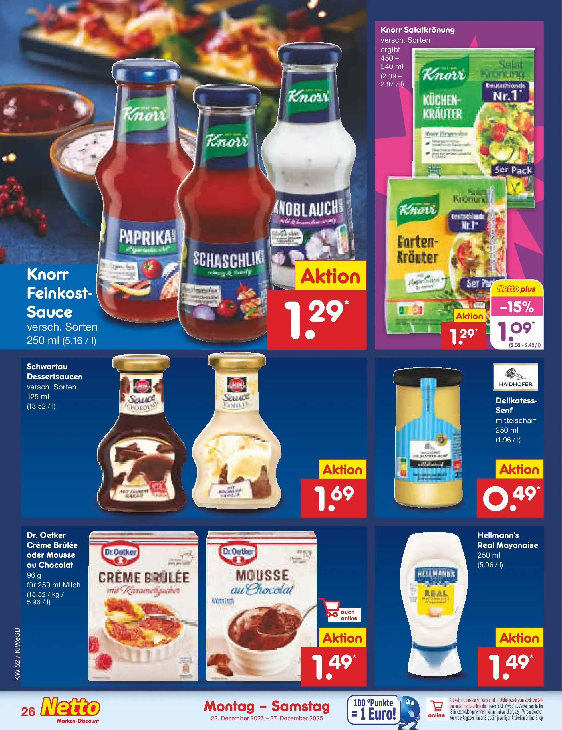 Netto Marken-Discount prospekt Bad Friedrichshall	 (ab 22.12.2025) » Angebote | Seite: 26 | Produkte: Milch, Knorr, Creme, Kuchen