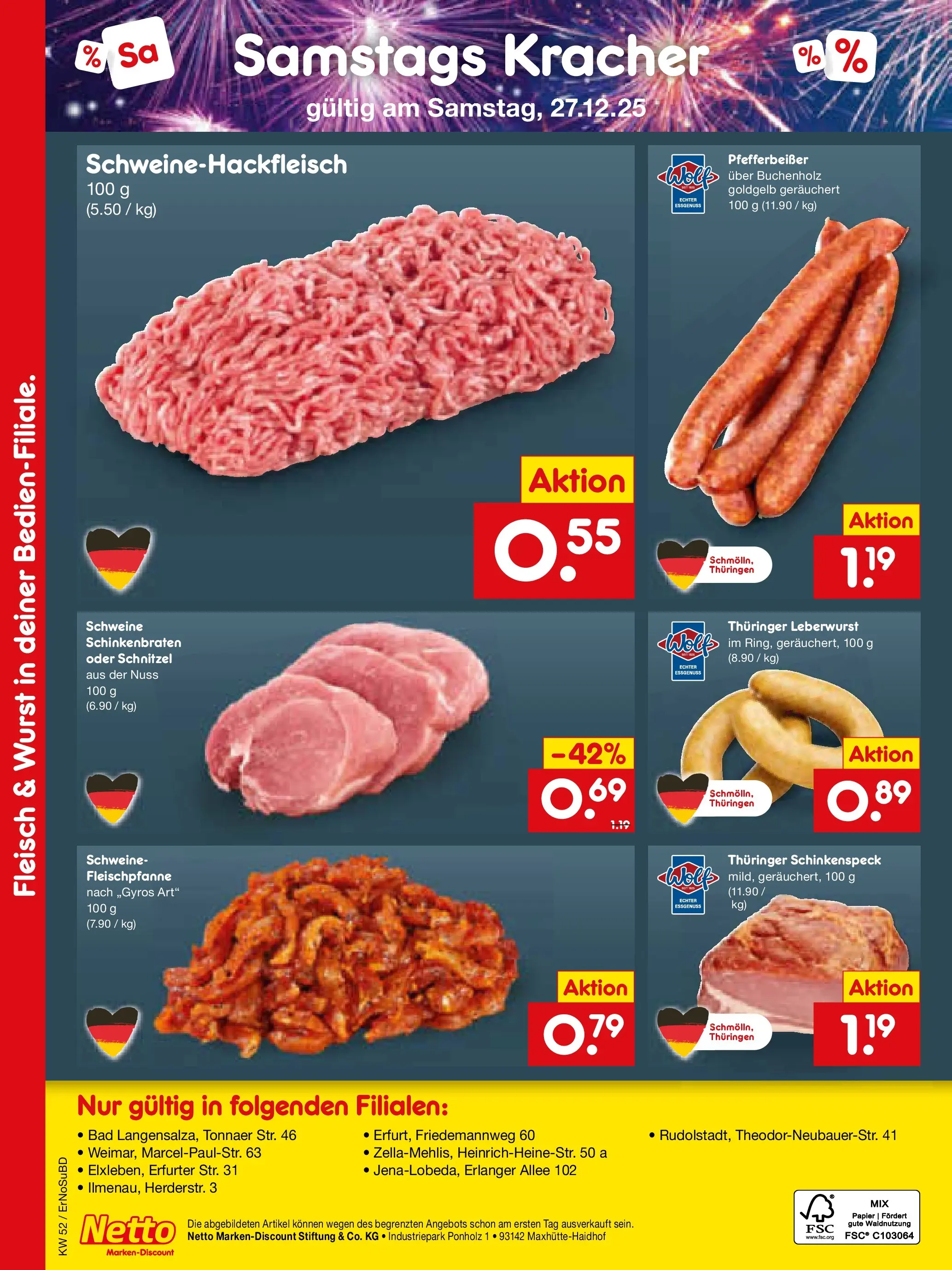 Netto Marken-Discount prospekt Nordhausen	 (ab 22.12.2025) » Angebote | Seite: 17 | Produkte: Bad, Schnitzel, Wurst, Fleisch