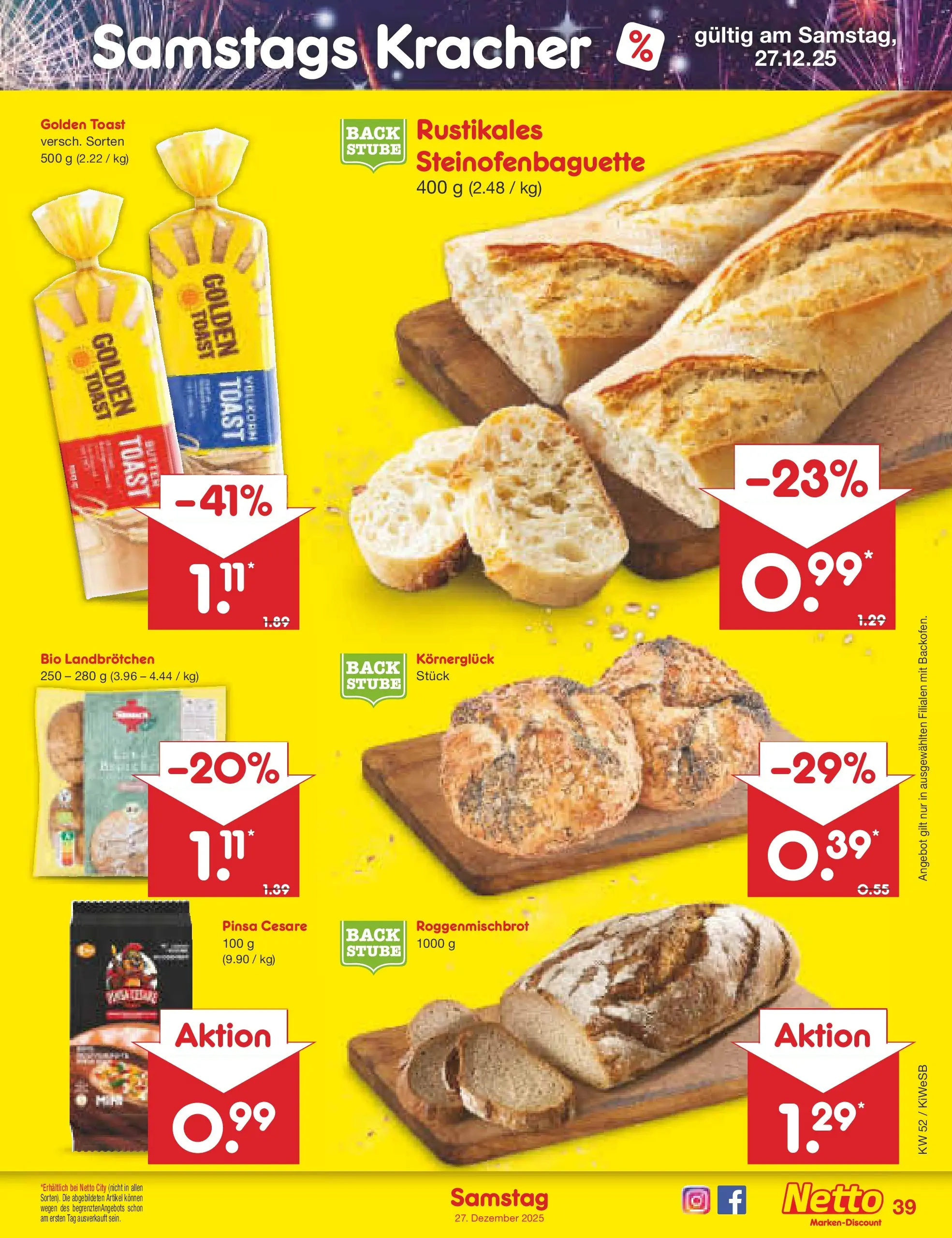 Netto Marken-Discount prospekt Bad Friedrichshall	 (ab 22.12.2025) » Angebote | Seite: 43 | Produkte: Butter, Toast