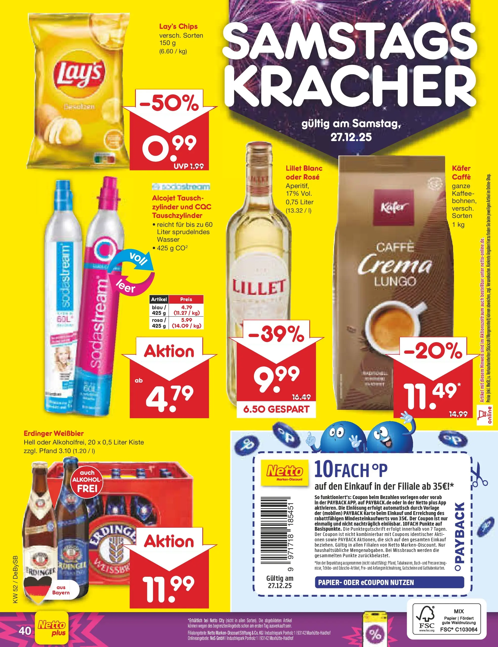 Netto Marken-Discount prospekt Thierhaupten	 (ab 22.12.2025) » Angebote | Seite: 44 | Produkte: Erdinger, Weißbier, Lillet, Wasser