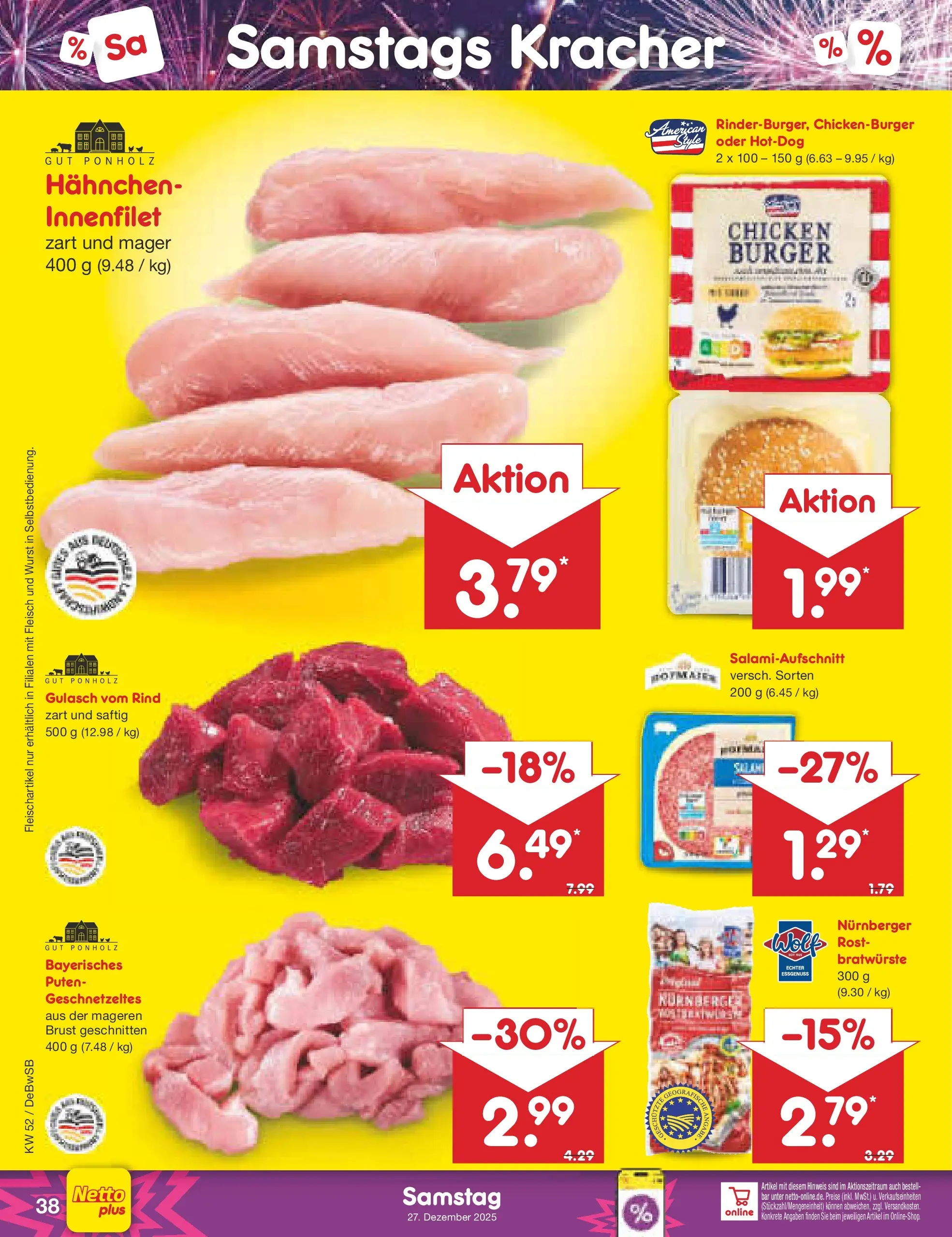 Netto Marken-Discount prospekt Waiblingen-Bittenfeld (ab 22.12.2025) » Angebote | Seite: 42 | Produkte: Burger, Gulasch, Wurst, Fleisch Netto Marken-Discount prospekt Waiblingen-Bittenfeld (ab 22.12.2025) » Angebote | Seite: 42 | Produkte: Burger, Gulasch, Wurst, Fleisch