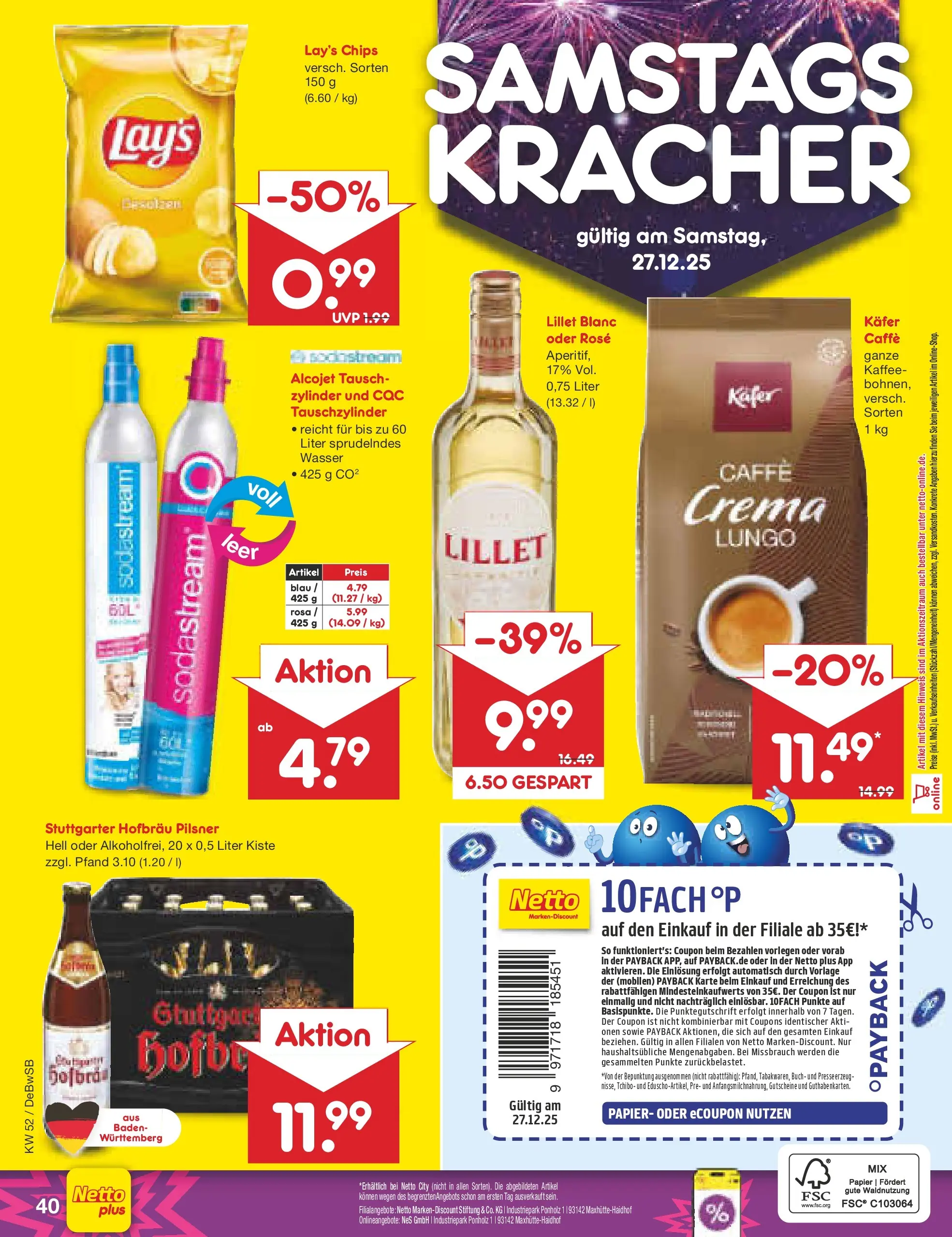 Netto Marken-Discount prospekt Waiblingen-Bittenfeld (ab 22.12.2025) » Angebote | Seite: 44 | Produkte: Kaffee, Lillet, Wasser, Chips Netto Marken-Discount prospekt Waiblingen-Bittenfeld (ab 22.12.2025) » Angebote | Seite: 44 | Produkte: Kaffee, Lillet, Wasser, Chips